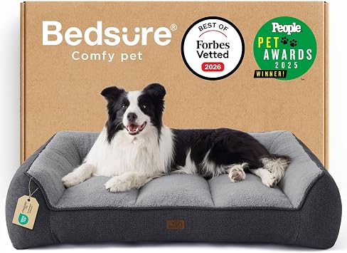 Bedsure Extra Thick Supportive Orthopedic Dog Bed Sofa Large 96x71cm, Grey
