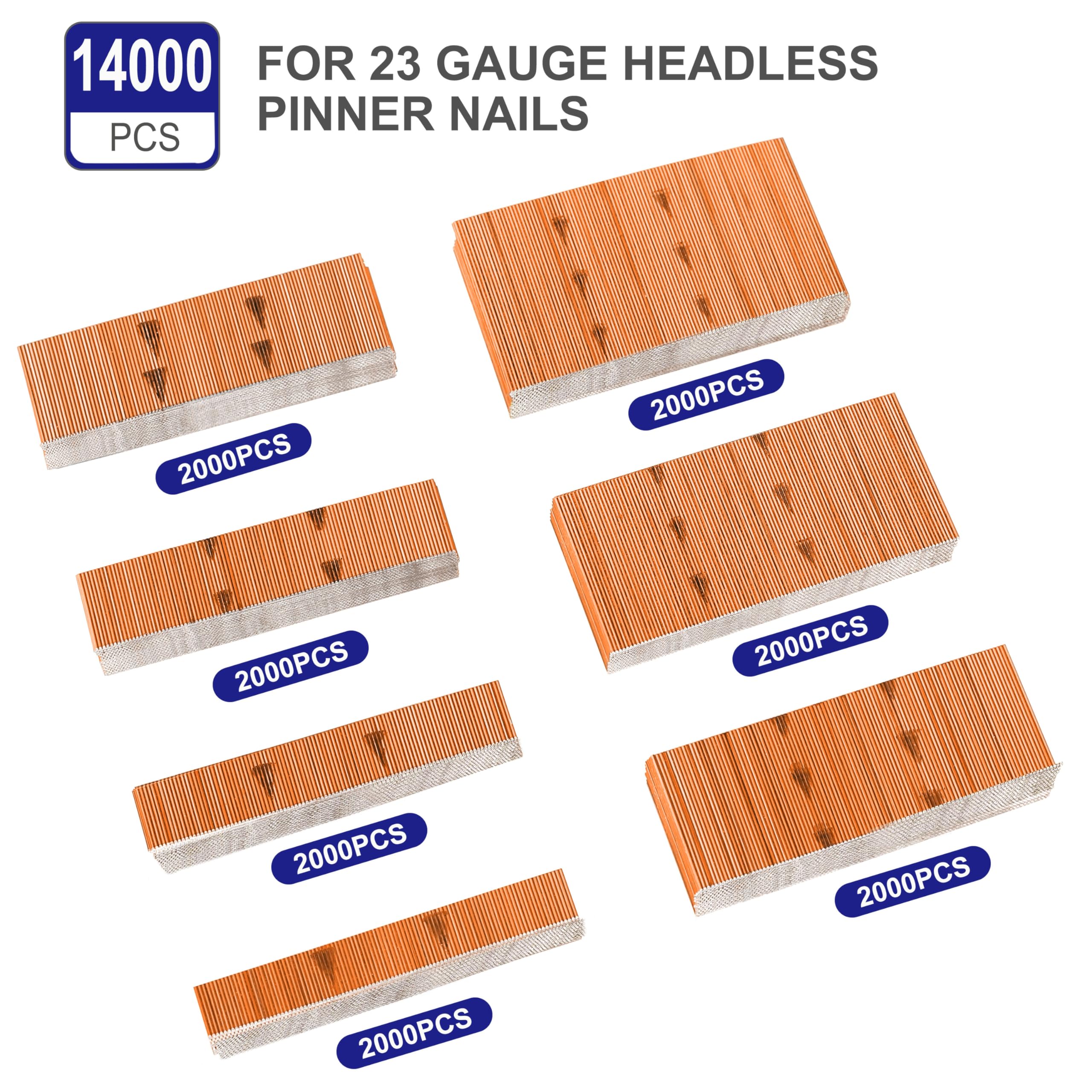 HAMWOO 23 Gauge Pin Nails,Headless Pinner Nails:14000pcs