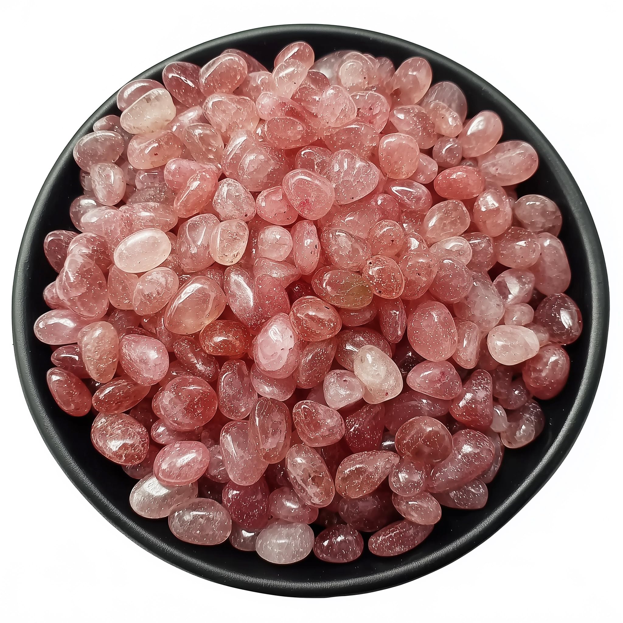 SigMntun Polished Strawberry Quartz Crystal Chips 200 Pcs - 0.3" Tumbled Stone Chips Crushed Sea Glass Stones Bulk Healing Reiki Crystal Making Home