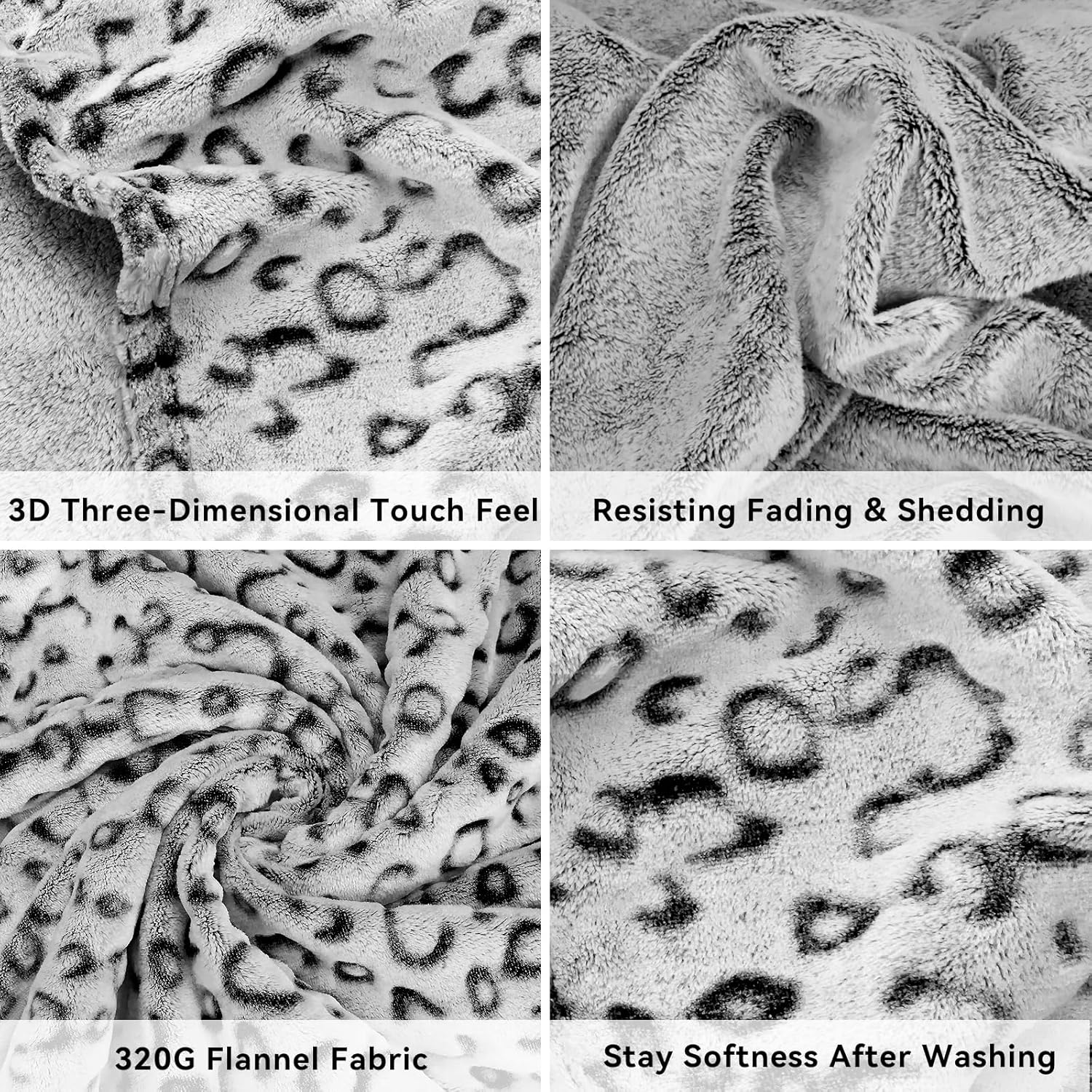 Black Leopard Print Throw Blanket for Women, Soft Cozy Cheetah Blanket, Fleece Throw for Bed Sofa Couch, Mothers Day Birthday Gifts for Women Mom Daughter, 40"x50" - Image 7