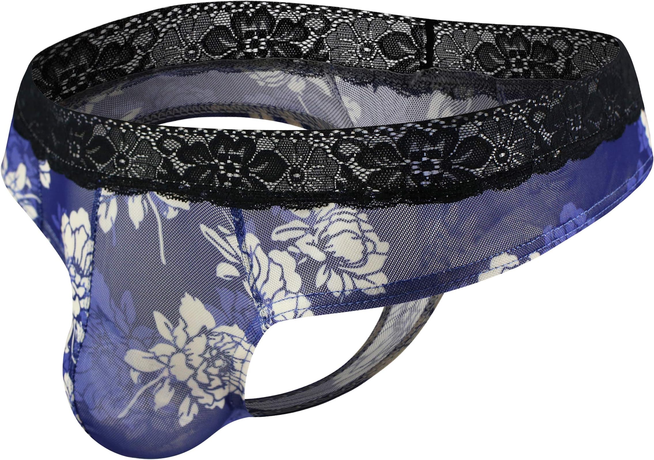 SwbreetyMen's Thongs Underwear Printed Flower G Strings Thong T-Back Panties