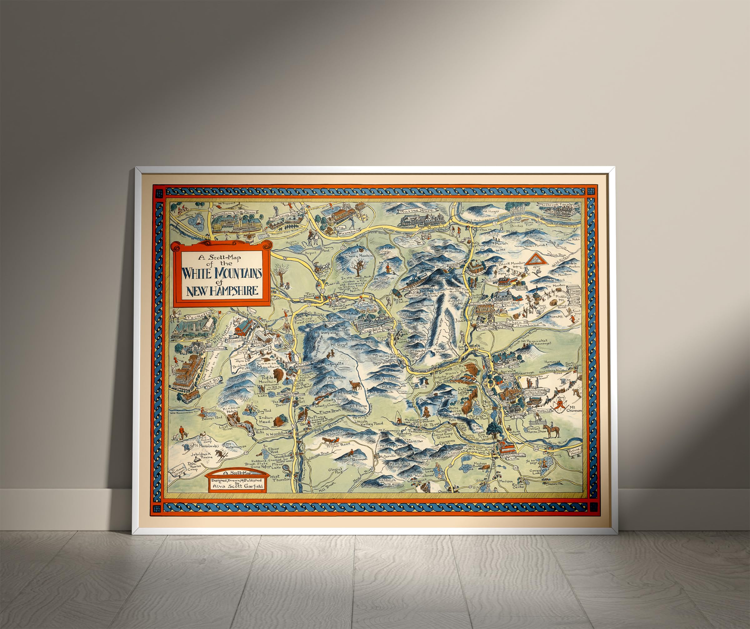 Amazon.com: White Mountains New Hampshire Pictorial Map 1960