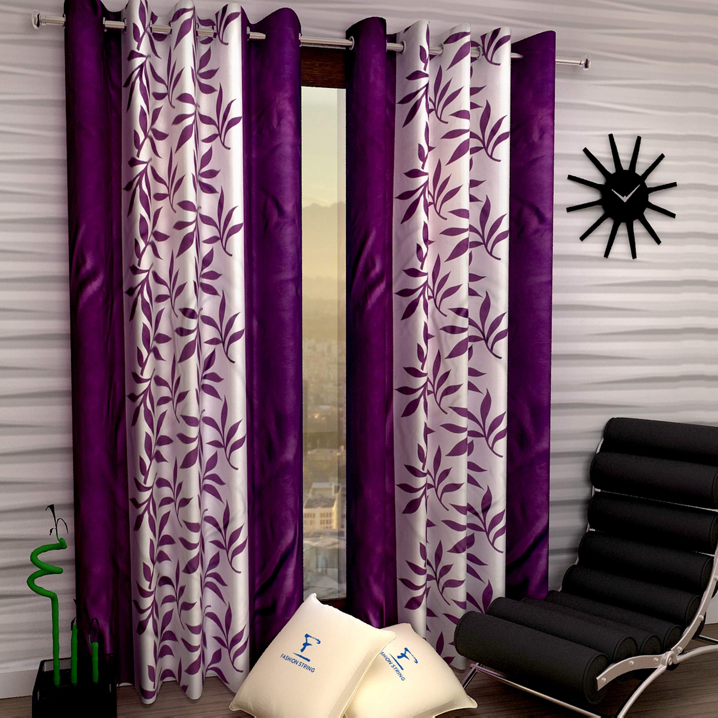 Fashion String 2 Piece Kolaveri Eyelet Polyester Door Semi Sheer Curtains - 7 Feet, Purple, Modern (B07Q73KPJ7) Amazon Price History, Amazon Price Tracker