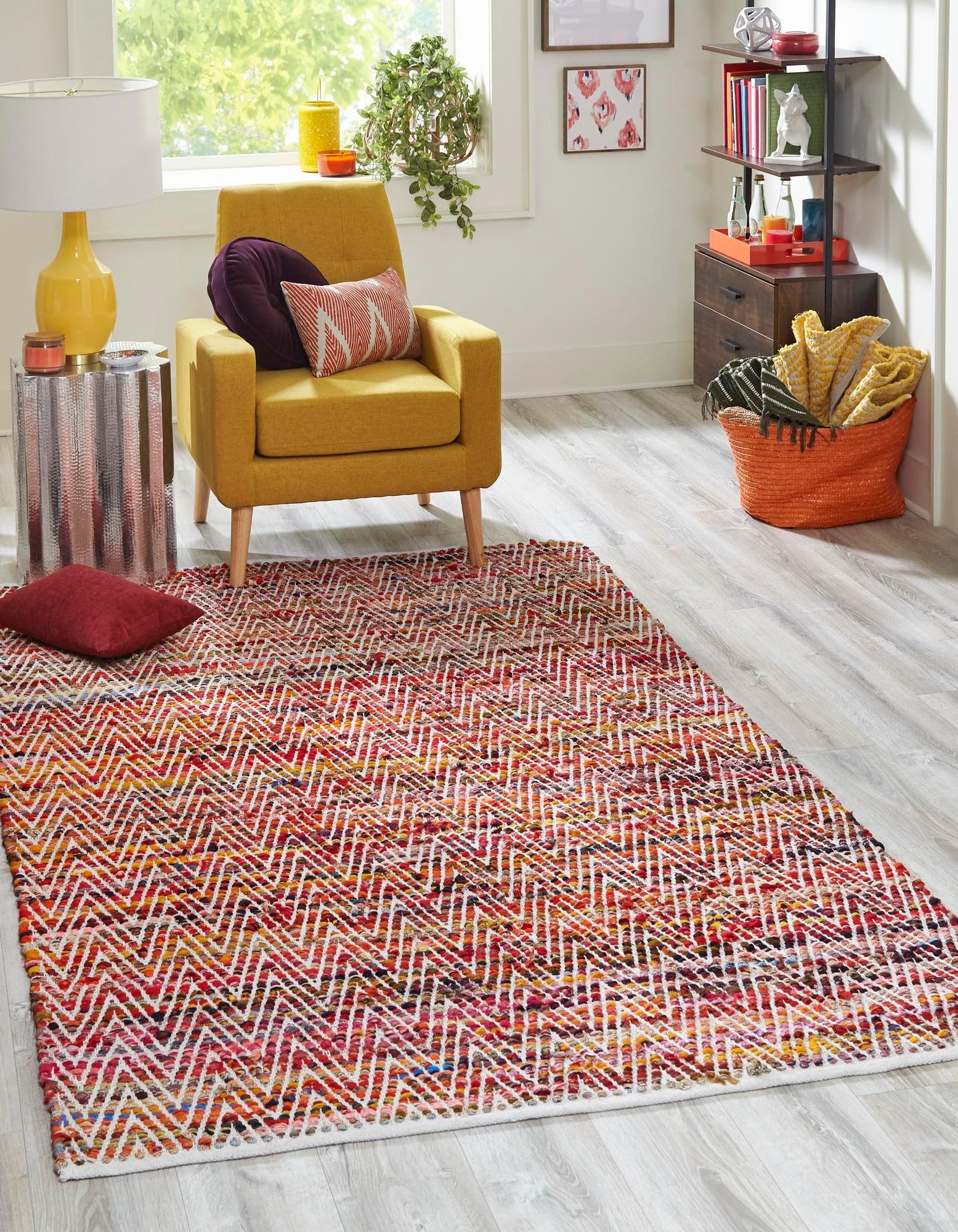 Handmade Braided Multi Chindi Cotton Area Rug, Home Décor Rug, Jute Rug for Bedroom, Dining Room, Living Room, Doormat Rug Size - 2' x 3' (60 cm x 90 cm) — image 1