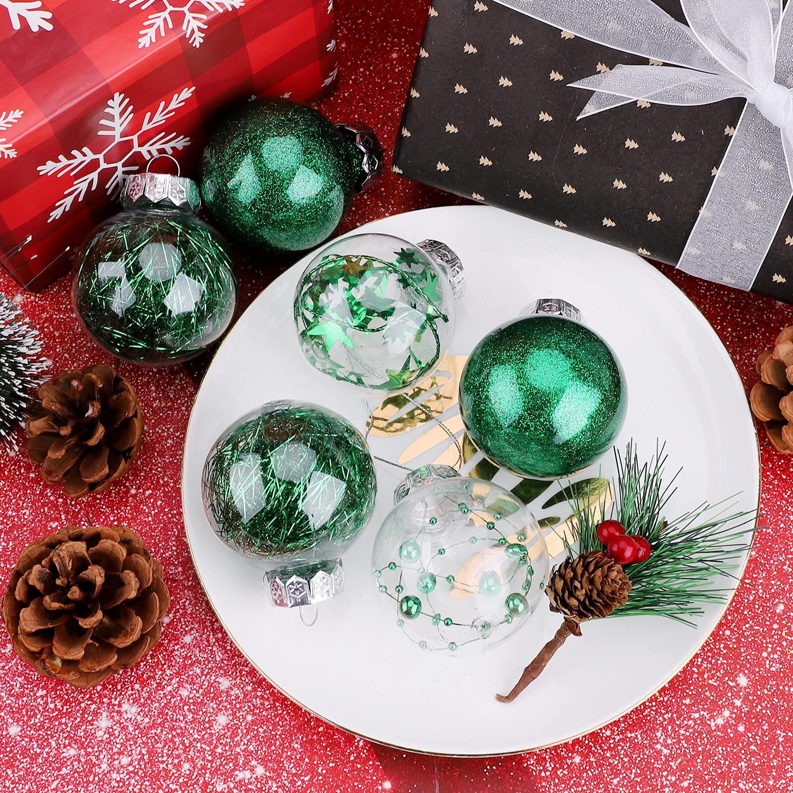 Palline di Natale 24 Pezzi 60mm - Set di Ornamenti Infrangibili per Albero - Decorazioni da Appendere per Feste e Nozze