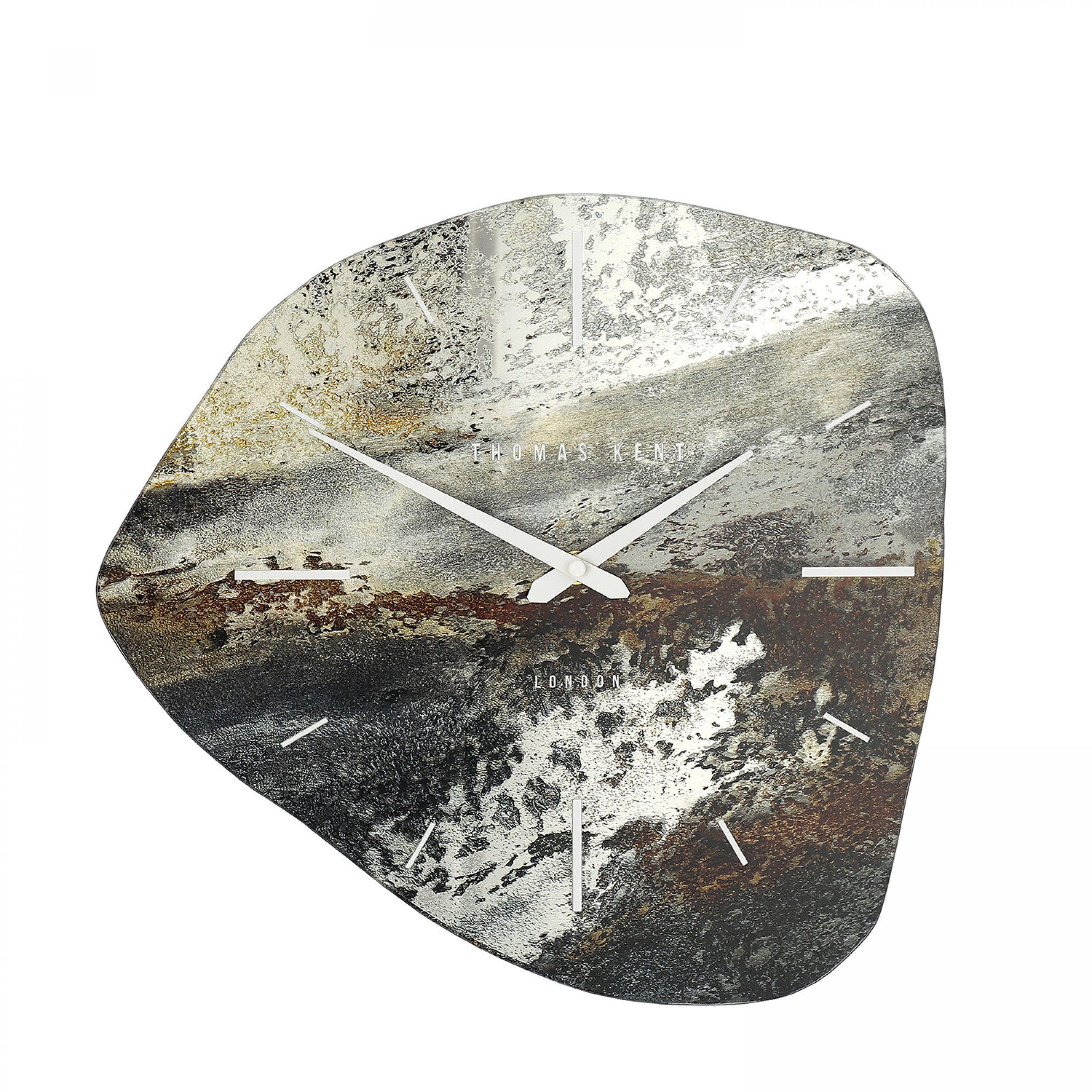 Thomas Kent Strata Wall Clock 35 cm with Mirrored Metallic Design (Mineral)