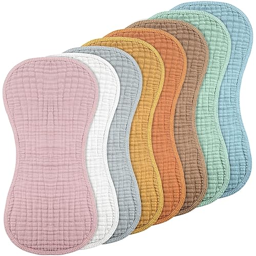 Frienda 8 paños de muselina para eructos de algodón para bebé, 10 x 20 pulgadas, paños de muselina de varios colores, 4 capas absorbentes, toallas