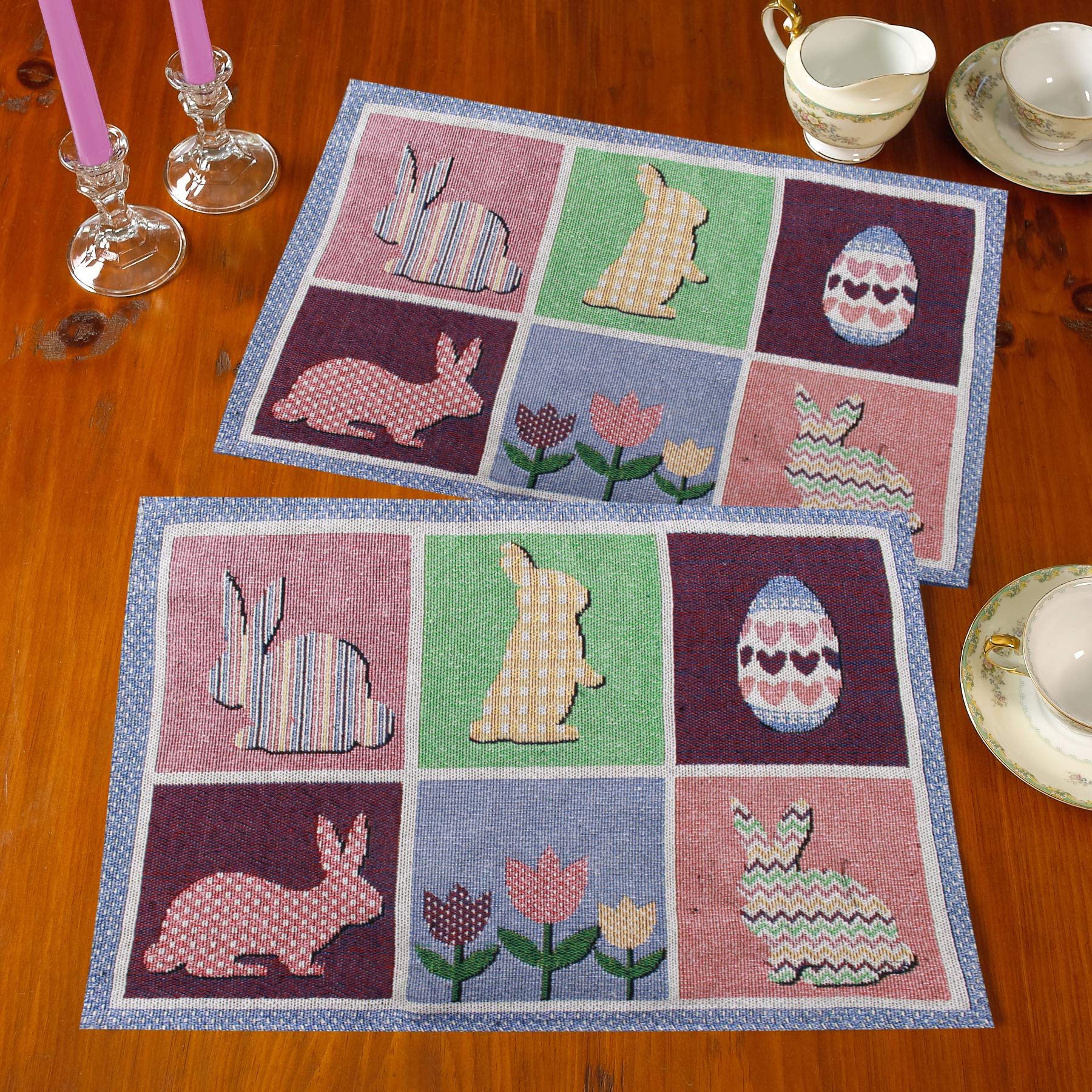 Sets de table de Pâques lavables pour repas de famille printanier lot de 4