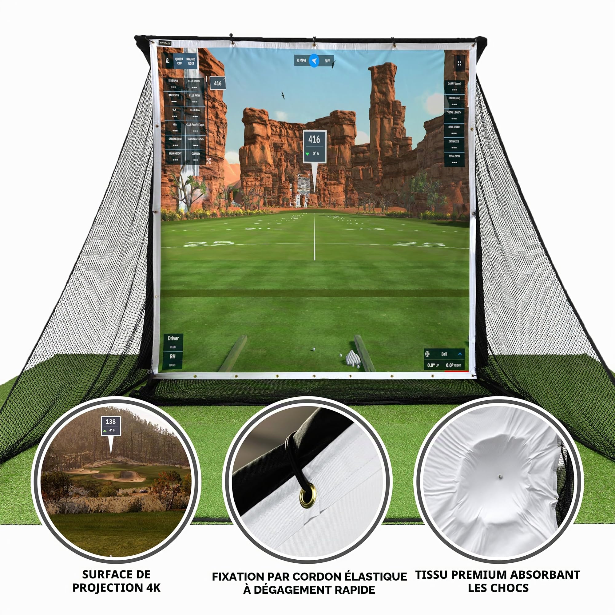 SimSpace Écran D'impact Deluxe pour Filet De Conduite Domestique 2,4 X 2,5 M - Écran De Projecteur pour Simulation De Golf, Compatible avec Le Filet De Conduite SimSpace