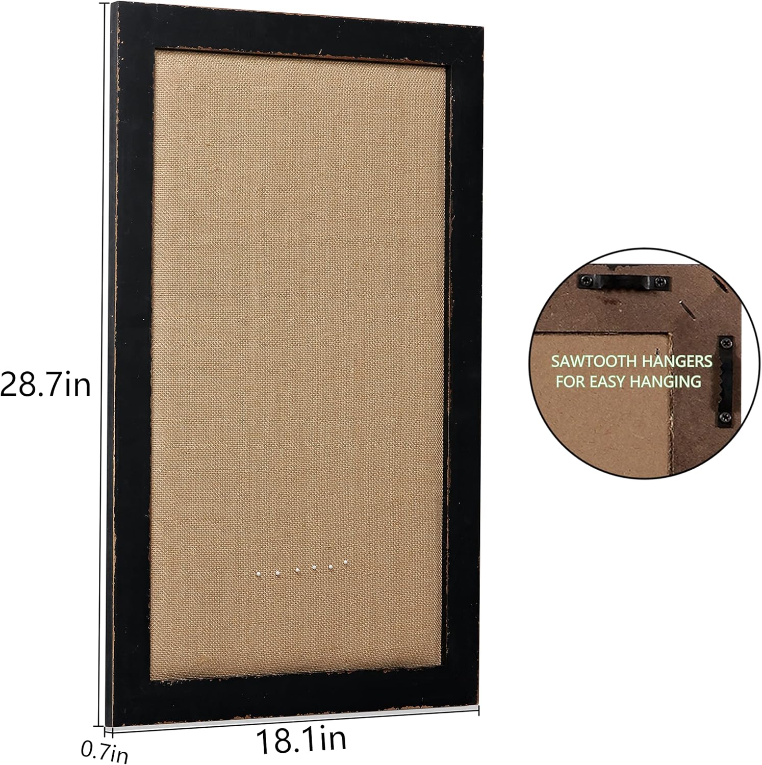 Black Framed Linen Cork Bulletin Board, Large Pin Boards for Walls 18 X 29 Inches, Vision Board Wall Organizer Display Board for Photos, Notice Message Board for Office Home Kitchen Decorative
