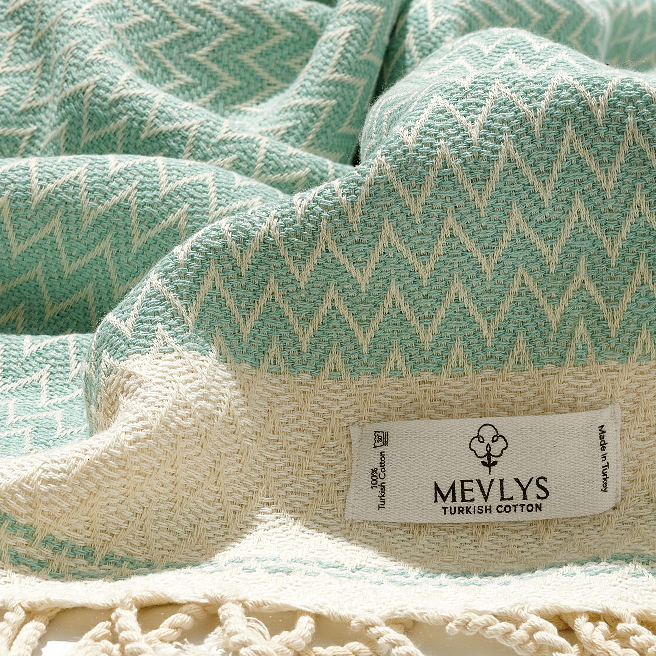 MEVLYS Saunatuch Hamamtuch 2er Pack Strandtuch Saunahandtuch Badetuch Baumwolle Extra Leicht Mint/Sax Blau