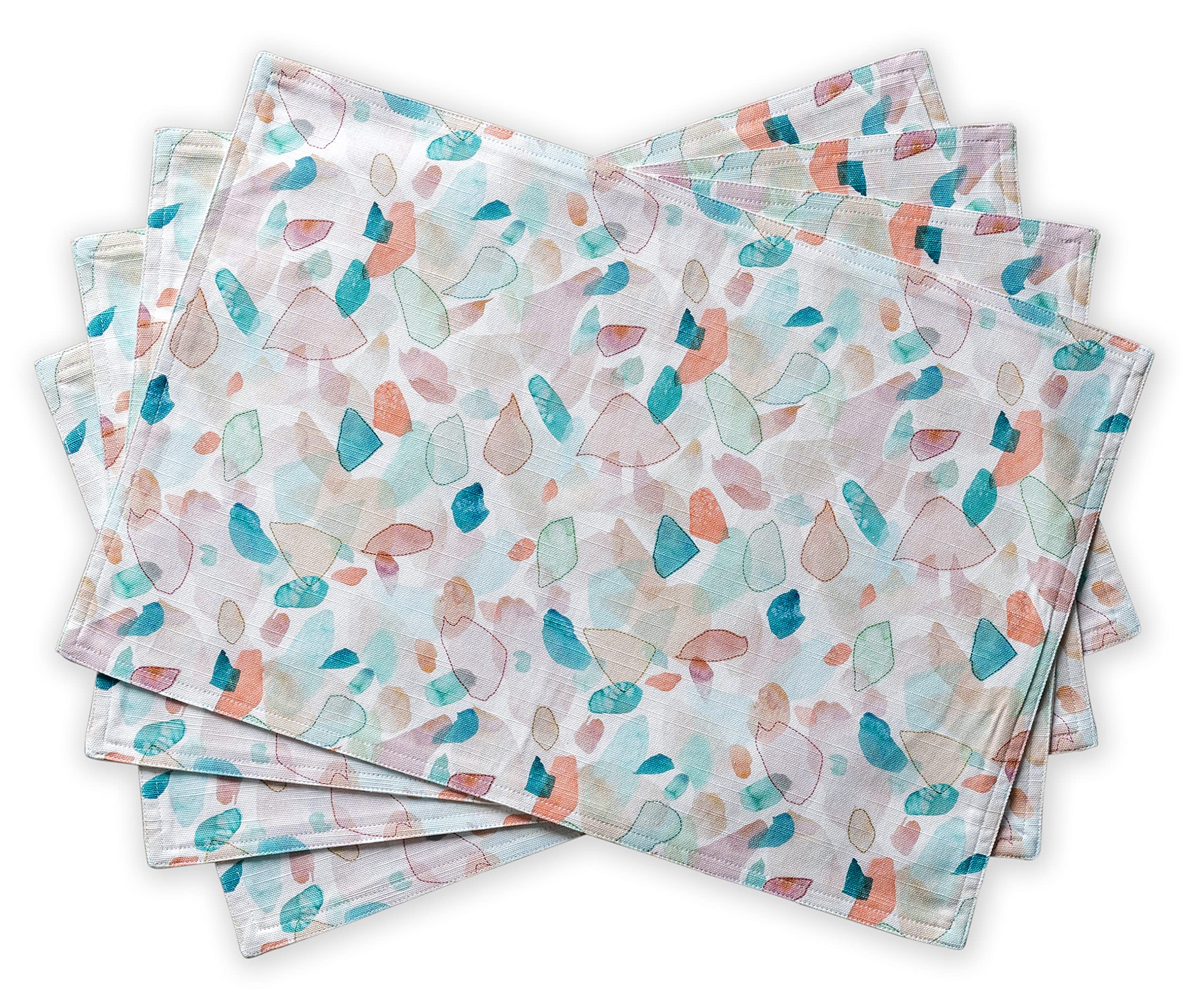 Maison d' Hermine Placemats Set of 4 100% Cotton Washable Reusable Table Mats for Home Kitchen Dining Party Wedding Restaurant Spring Summer (Summer Picnic, 33 cm x 48 cm)