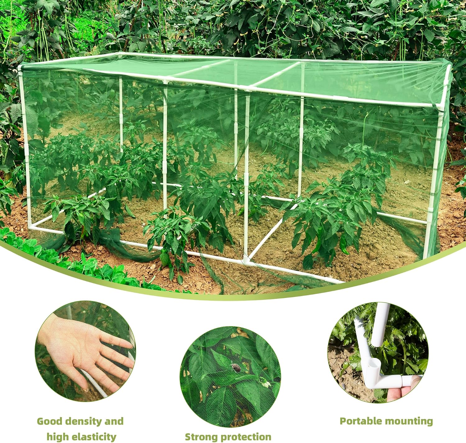 72 * 33 * 30 in Detachable Crop Cages for Garden, Plant Protection Tent with Garden Netting for Vegetables Fruits Flowers,Mesh Plant Covers for Outdoors (Green) image 3
