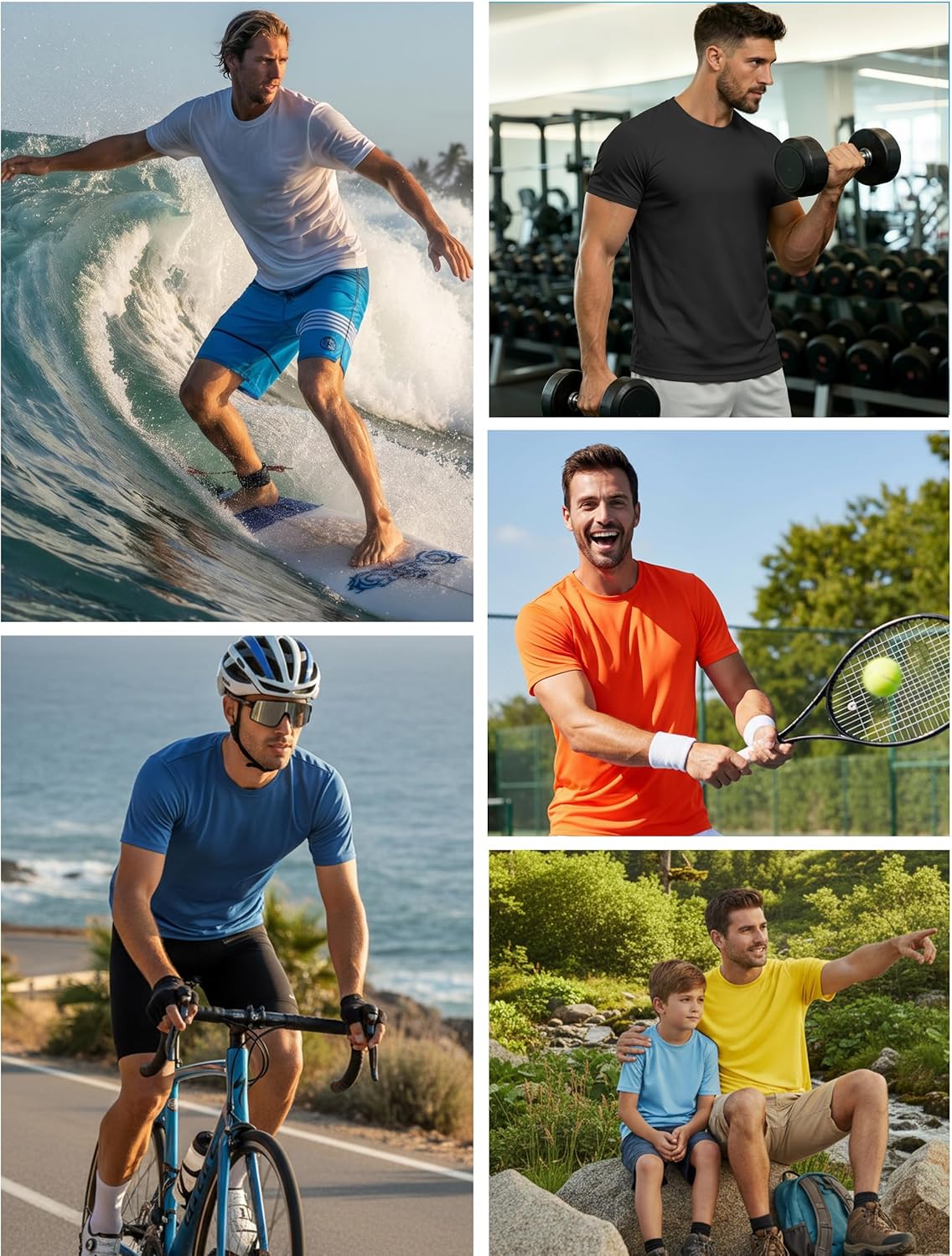 TACVASEN Men's UPF 50+ Sun Protection Shirts Quick Dry Short Sleeves Rash Guard Swim Shirts - Image 7