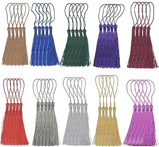 100Pcs 5 Inch Silky Bookmark Tassels for Jewelry, Souvenir(Mixed 2) | Soft Silky Floss Tassels with 2-Inch Cord Loop and Small Chinese Knot, Suitable for Jewelry Making and DIY Crafts