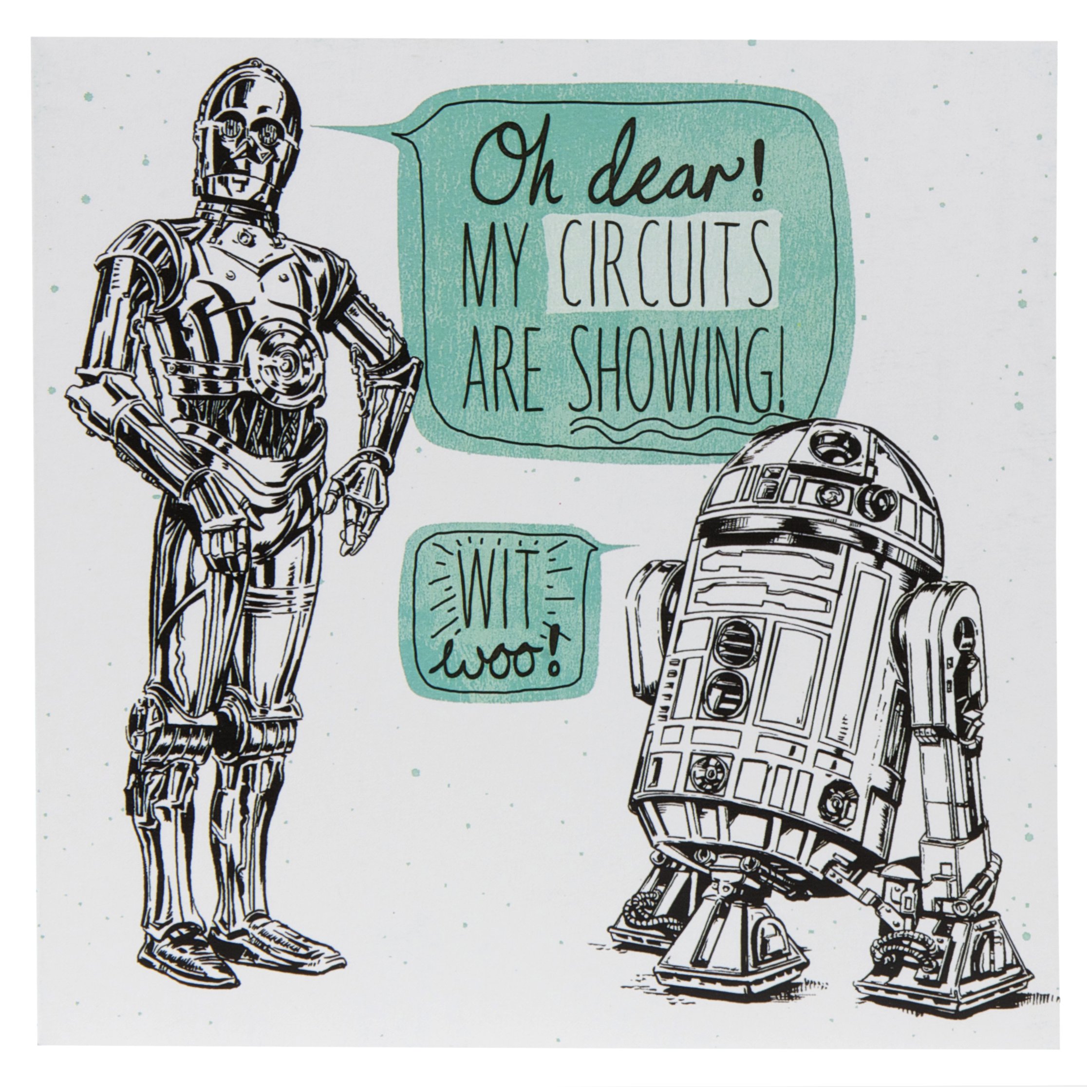 HallmarkFemale Contemporary Star Wars C 3PO R2D2 Card - Medium Square