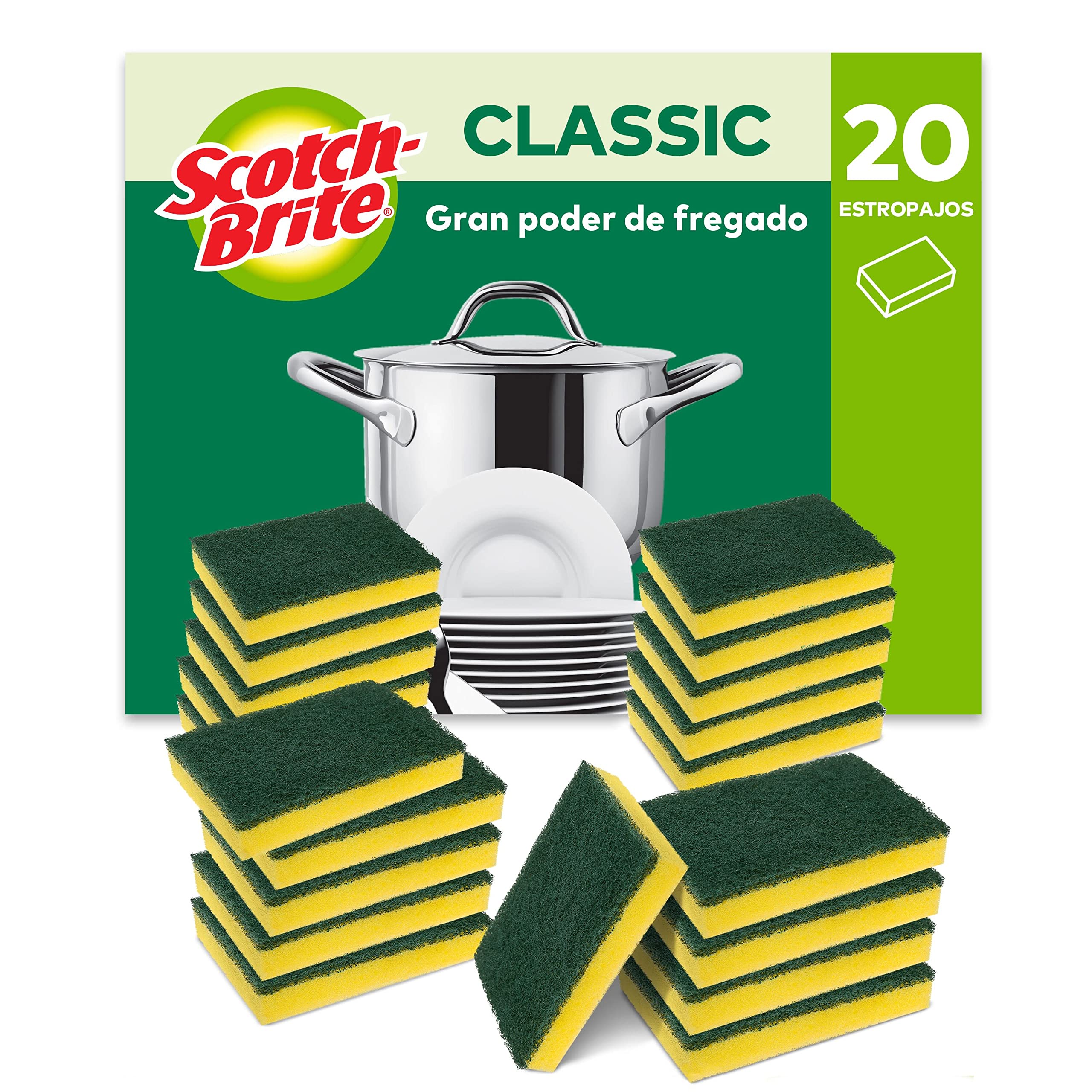 Scotch-Brite Estropajo Clásico de cocina, 16 esponjas por paquete - Eficaz para el fregado de cada día — view 9