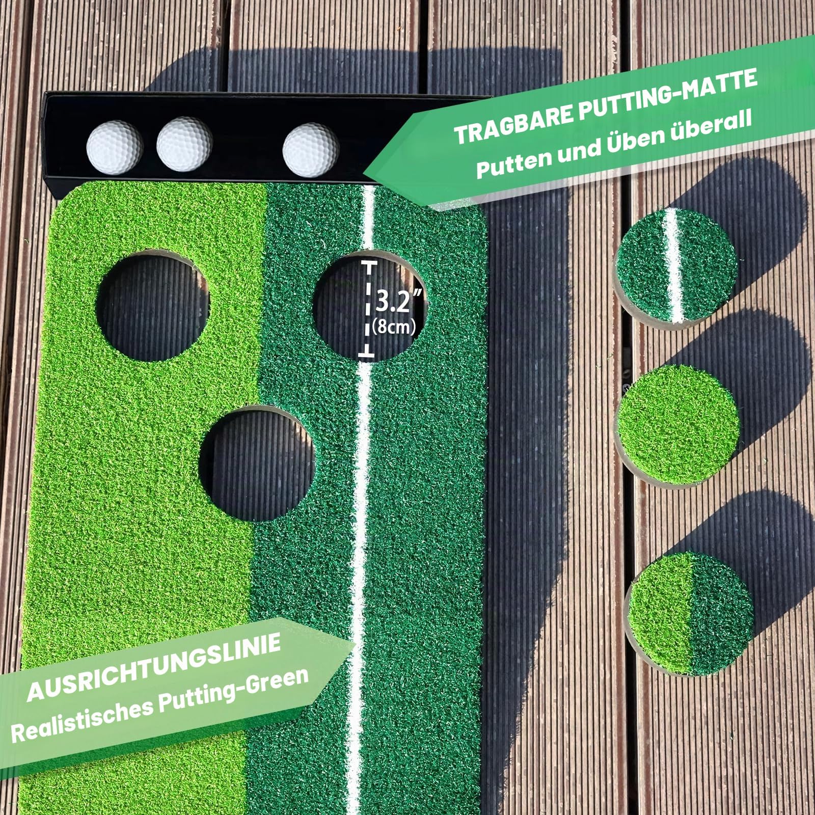 SENSECLUB Indoor-Putting-Green-Matte, faltbares Putting-Green-Golfspiel-Set, Golfgeschenk für Männer