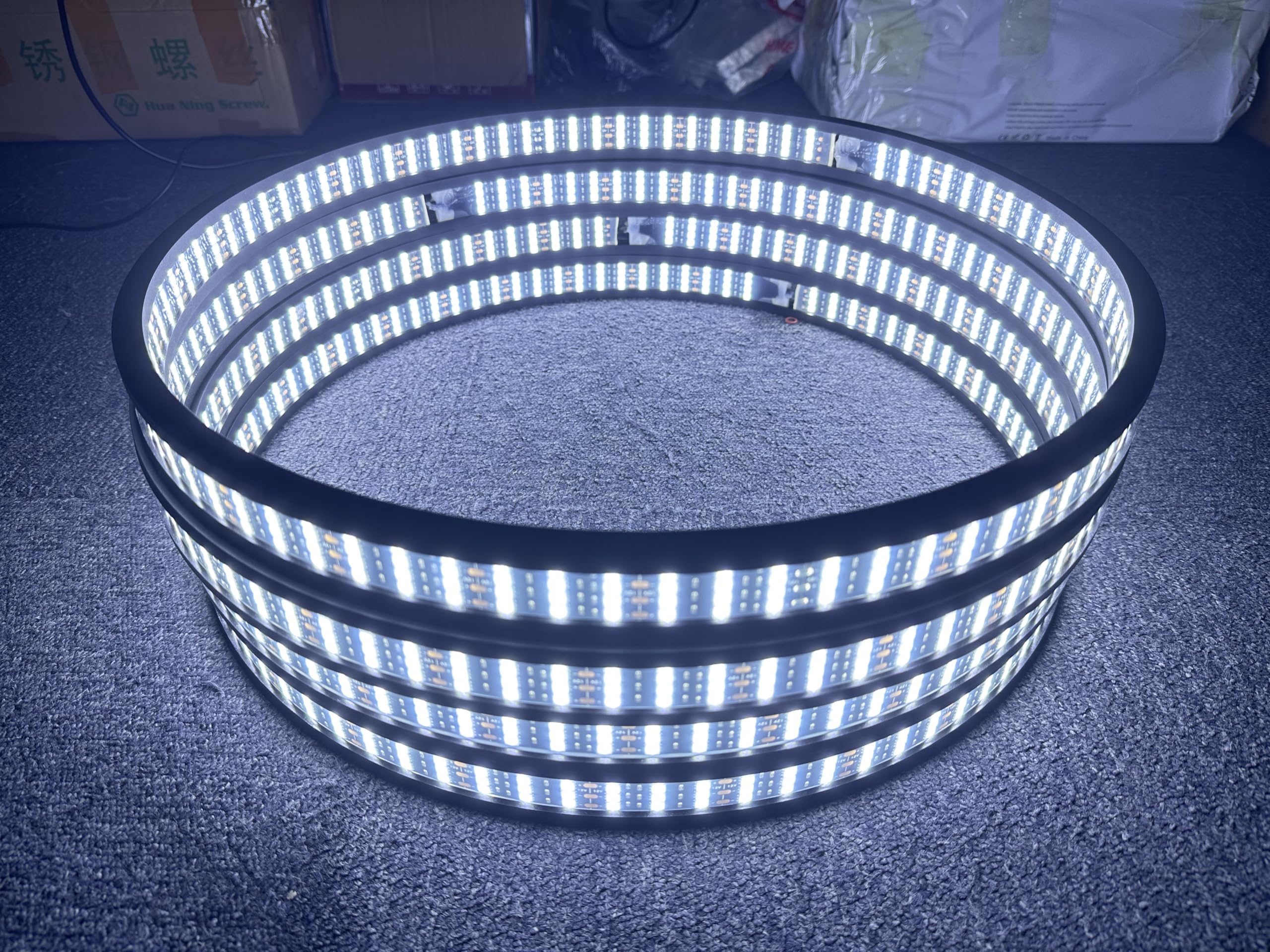 8Rolls PC Rings - 17.5'' Bright White Double Side Quad Row Rim Lights Pure White LED Wheel Ring Light Rocker Switch/Remote Ctrl for Car Truck