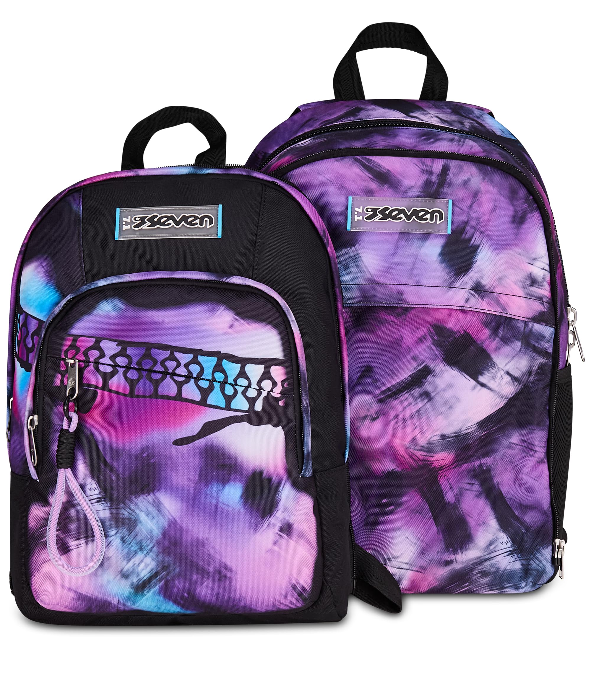 Seven Zaino Scuola Dual Detach PINK FUSION, Nero, 32 L, Doppio Scomparto, Tasche multifunzione, Zaino Staccabile, Tasca con organizer, Scomparto porta pc, Scuola media e superiore, Bambina, Ragazza