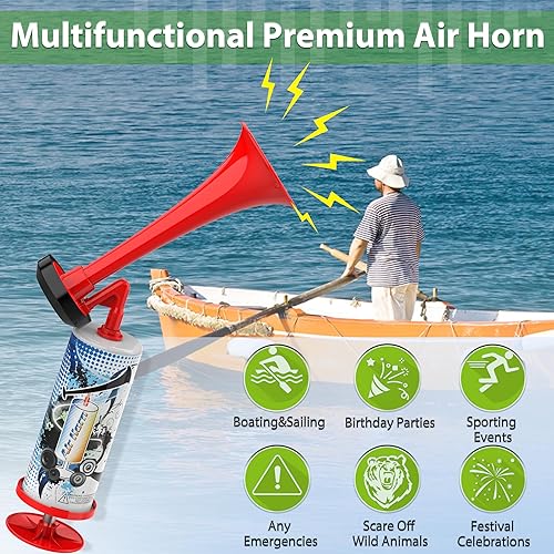 Miniatura 2 de Bocina de aire para barco, bocinas de aire de aluminio súper ruidosas para seguridad, cuerno de oso para autodefensa, uso de emergencia para