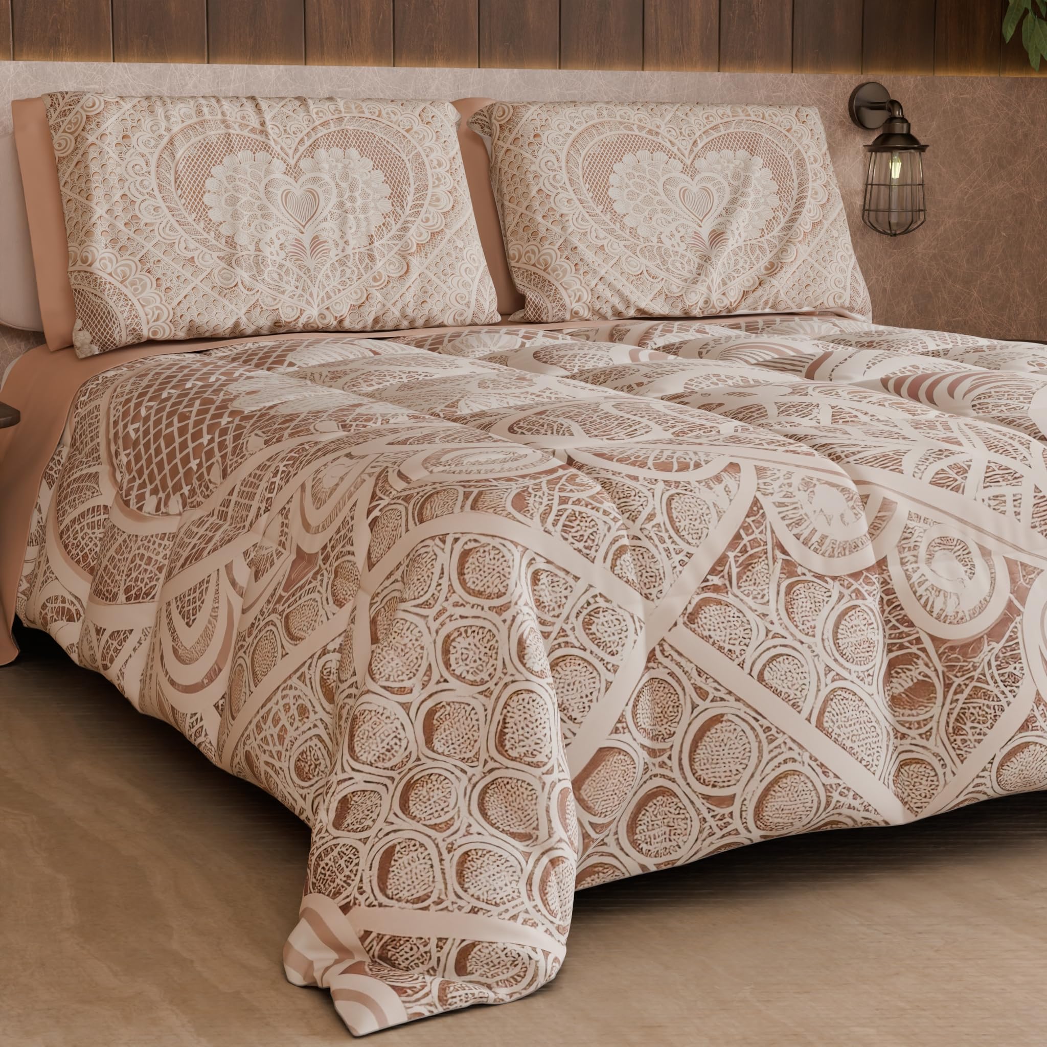 PETTI Artigiani Italiani - Trapunta Invernale, Piumone Matrimoniale Double Face Tinta Unita e Stampa Digitale, Shabby 04 321, 100% Microfibra, Made in Italy
