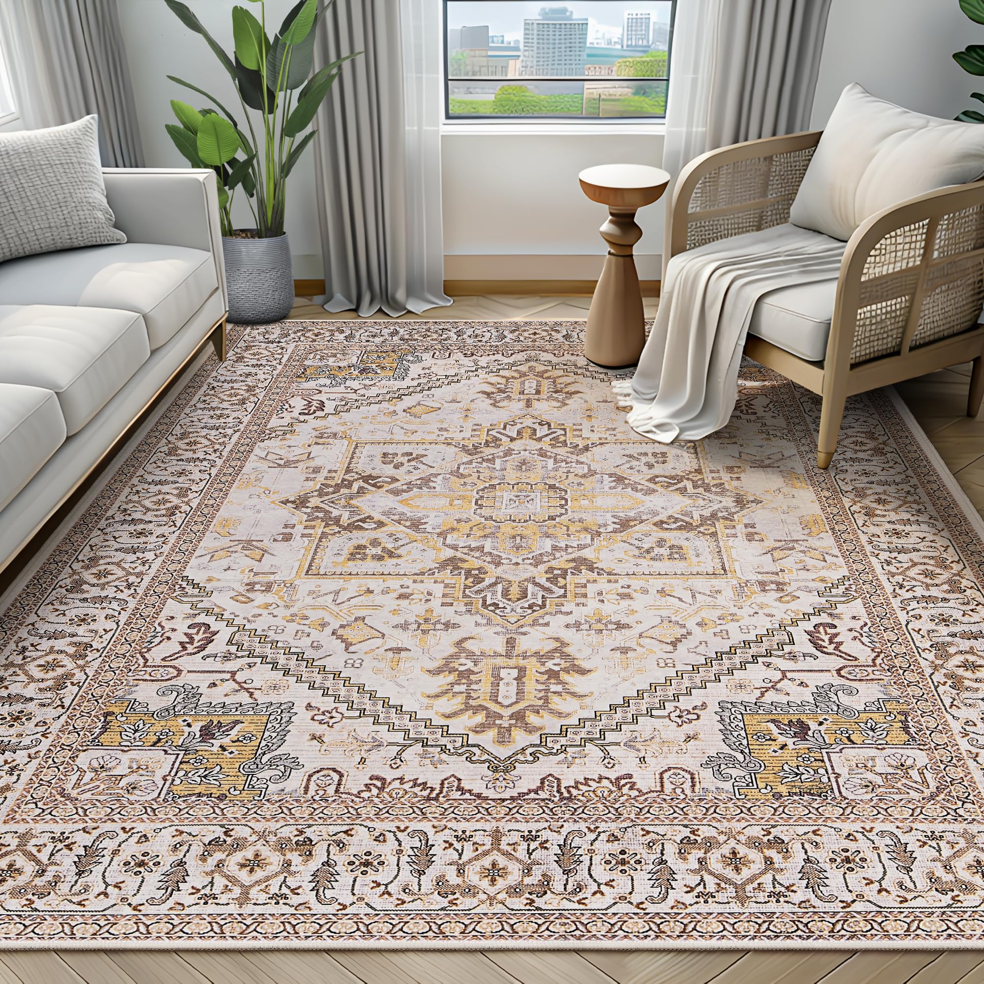 Alfombras Salón 160X230cm Vintage Alfombra Pelo Corto Alfombra Lavable Alfombras de Habitacion Antideslizante Alfombras Dormitorio Tapetes