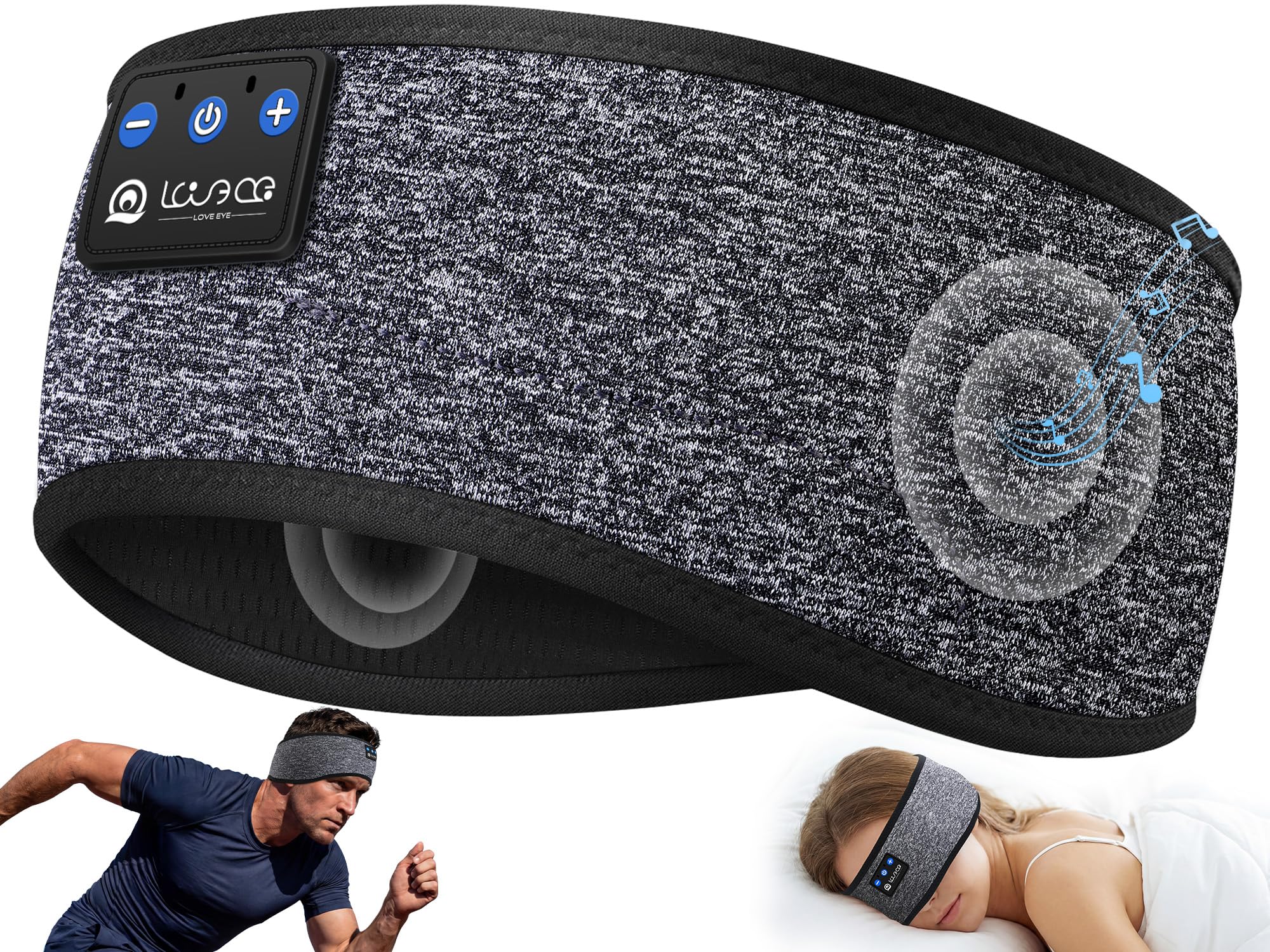 LOVE EYE Schlaf-Kopfhörer, Kopfband-Kopfhörer zum Schlafen und Sport mit dünnen Bluetooth-Lautsprechern, kabellose Musik-Kopfhörer, Tech-Geschenke für Männer, Frauen, Teenager, Yoga