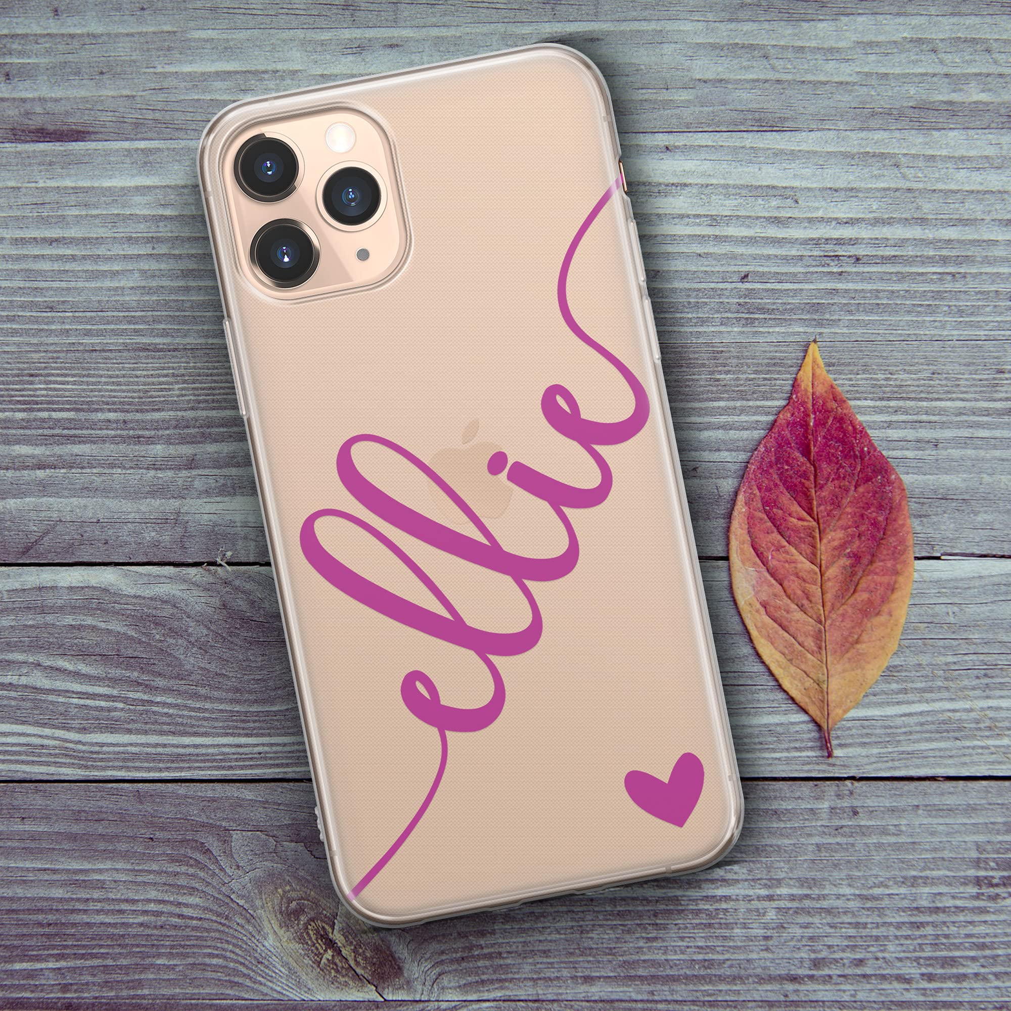 Custodia IPhone Personalizzata Con Nome E Cuore Rosa Oro, Morbida E Sottile Per IPhone 11