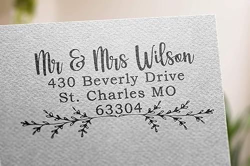 Miniatura 3 de Sello de dirección elegante con autoentintado personalizado, 4 líneas, sello de dirección personalizado, regalo personalizado para bodas. Tamaño