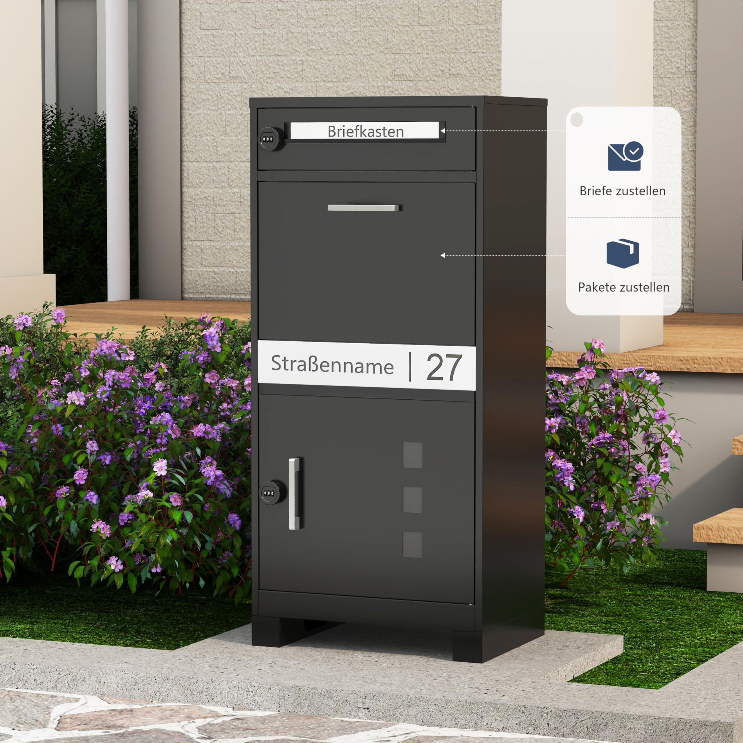 Paketbriefkasten Metall mit Zahlenschloss personalisiert