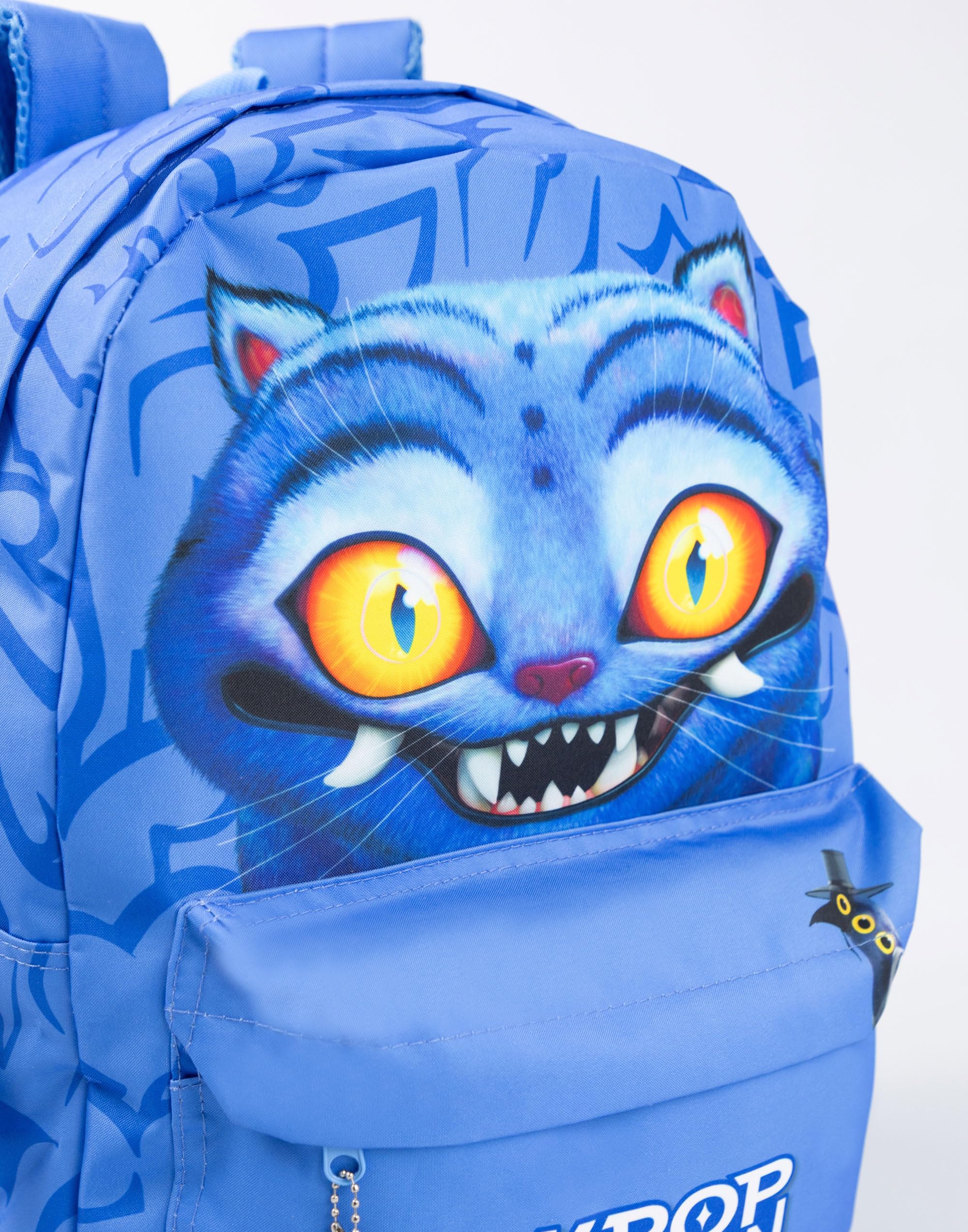 KPop Demon Hunters Mochila azul Derpy Tiger de K-Pop | Mochila escolar infantil con bolsillo frontal con cremallera | Correas acolchadas para los hombros y correa para el pecho | Merchandising