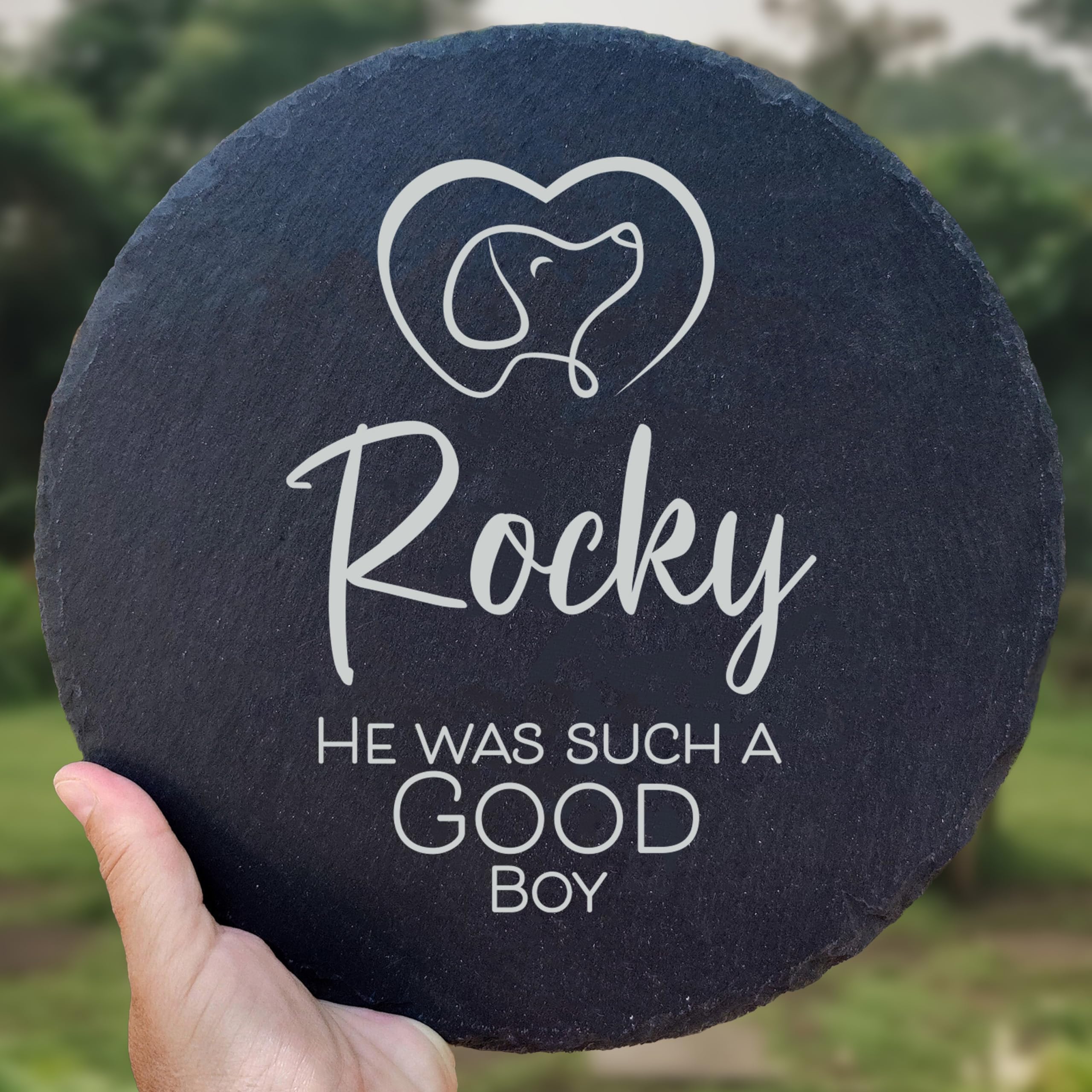 Personalized Pet Memorial Stone for Dogs and Cats | Custom Laser-Etched Weatherproof Garden Grave Marker | Natural Stone Bereavement Headstone