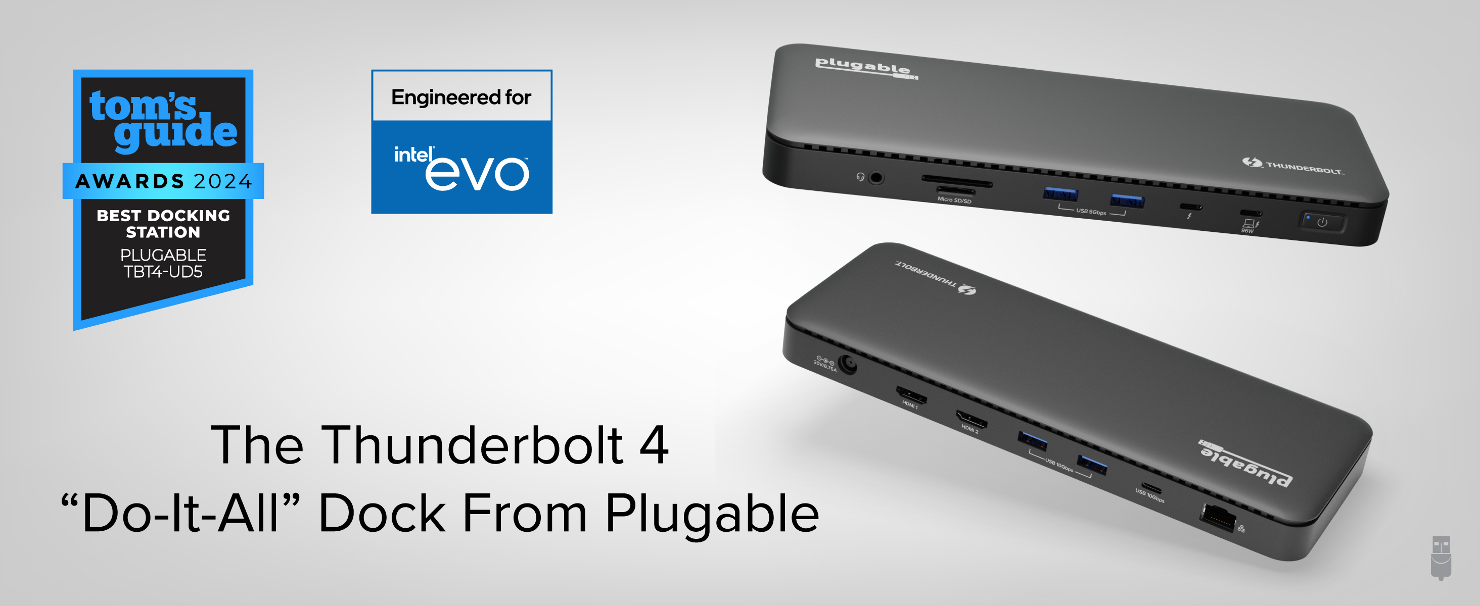 Plugable Thunderbolt 4 Dock, 100W Charging (96W Certified), Dual