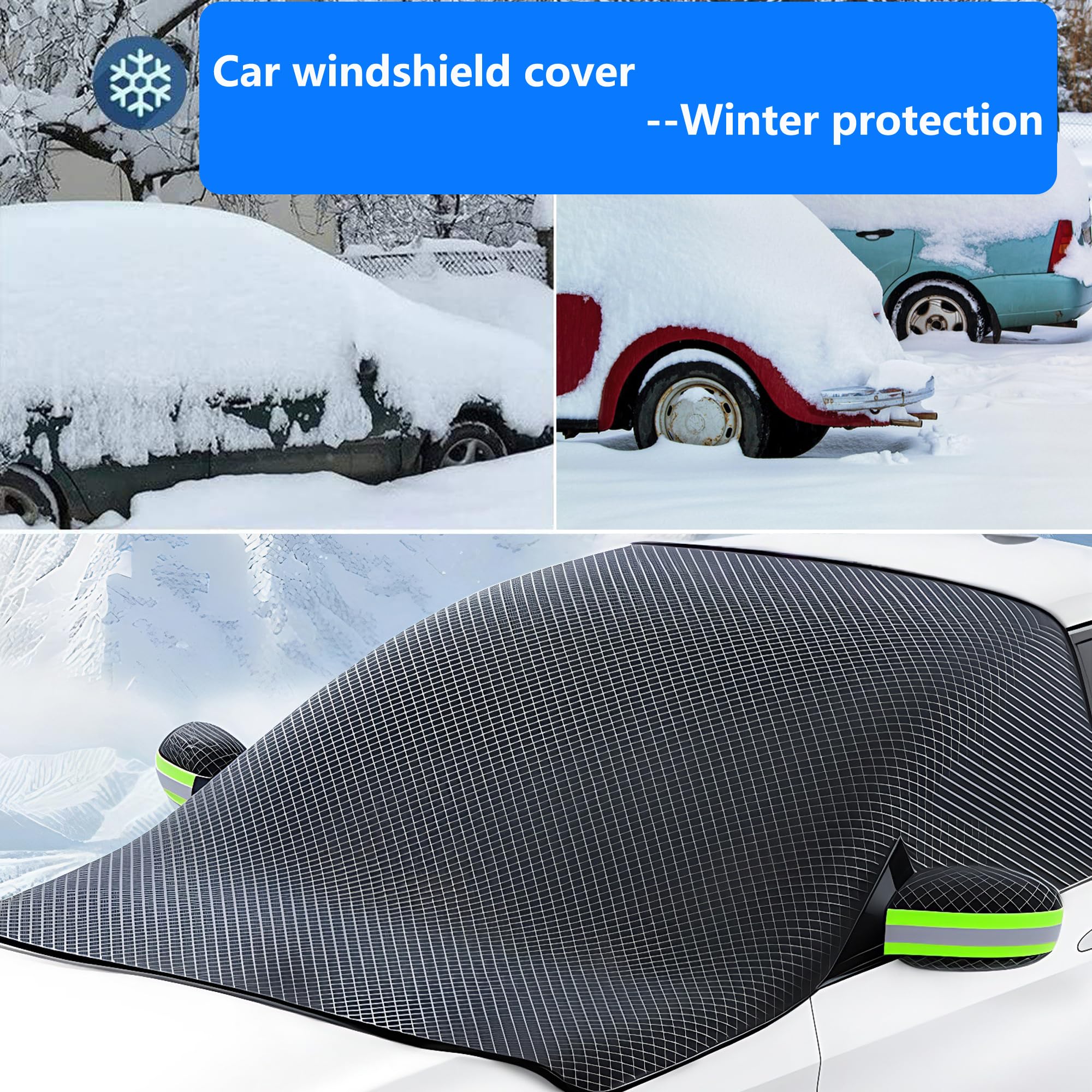 Copertura per Parabrezza Auto Copri Parabrezza per Auto Copertura Protettiva Resistente all'Acqua Neve Polvere Ghiaccio Gelo UV,Formato Flessibile per SUV Camion Auto Grande o Piccolo