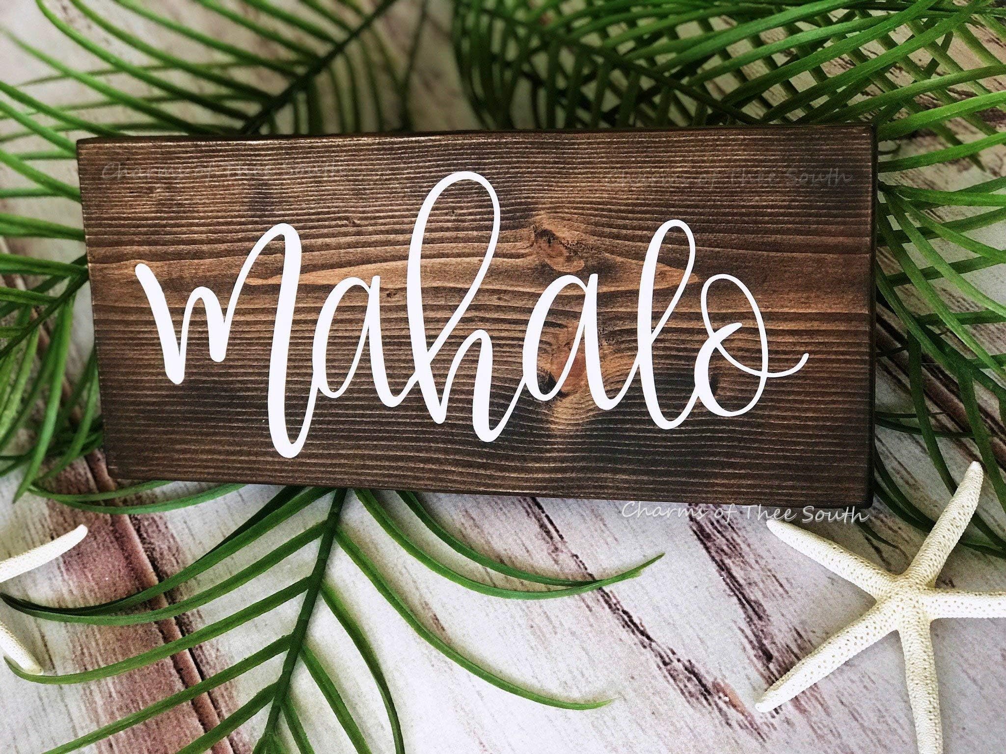 Mahalo Signs Mahalo Wedding Signs Hawaii Rustic Signs Photo Prop Thank You Cards Beach Wedding Signs Hand Lettered