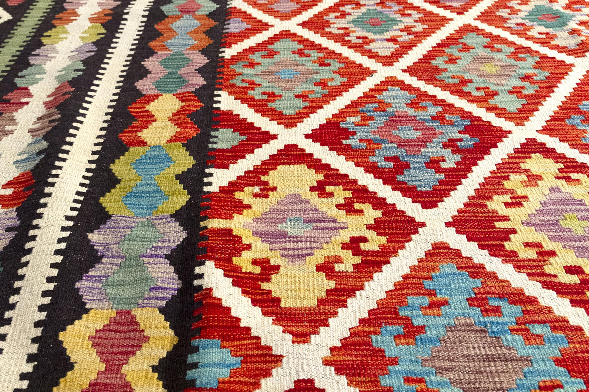 HAMID-Tappeto Kilim Herat, 100% Lana, Tessuta a Mano, Tappeti Etnico per Soggiorno, Camera da Letto, Sala da Pranzo, (297x266cm)