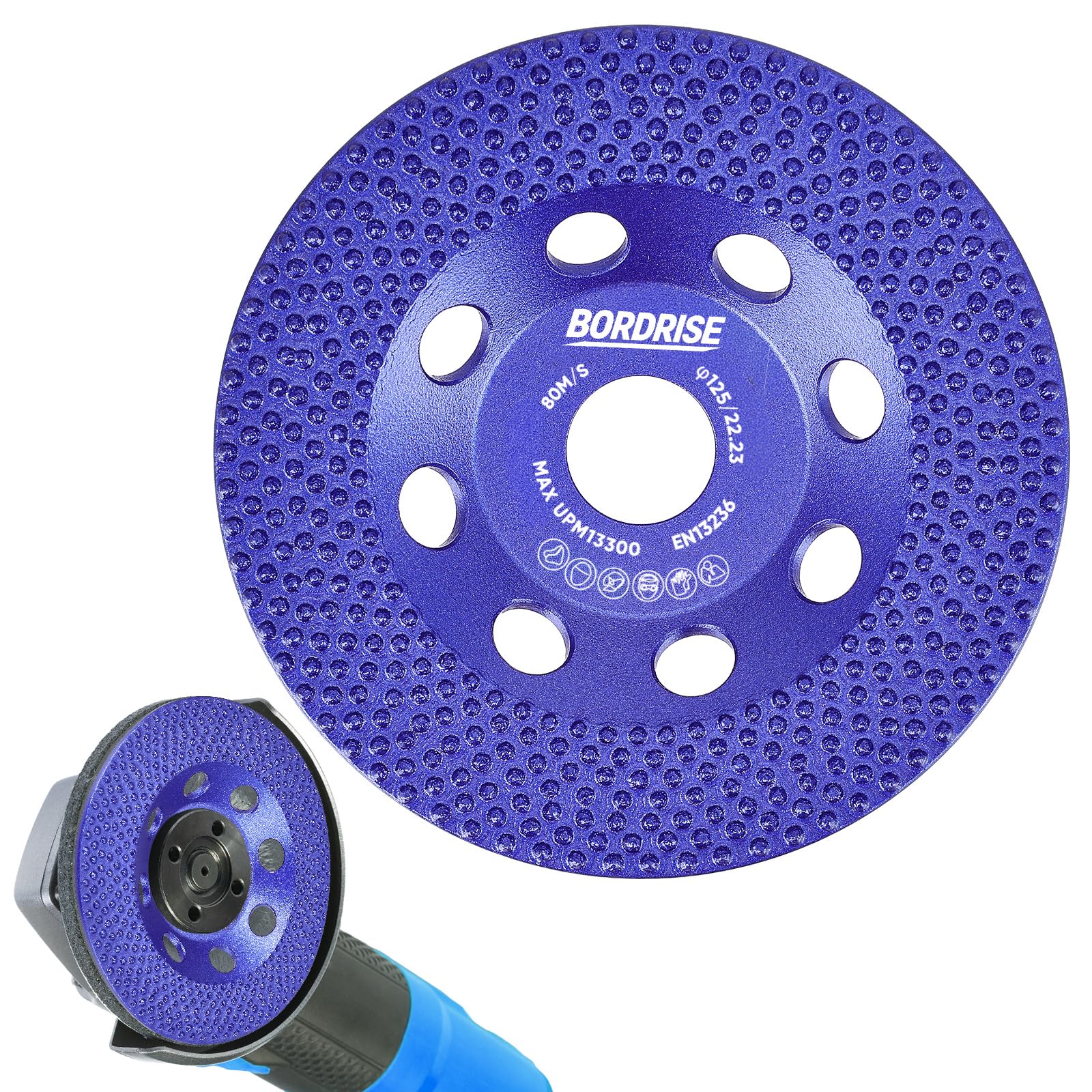 Disque de ponçage diamanté de 125 mm pour béton, pierre, peinture, couleur de façade, disque diamanté avec un anneau en grains de diamant
