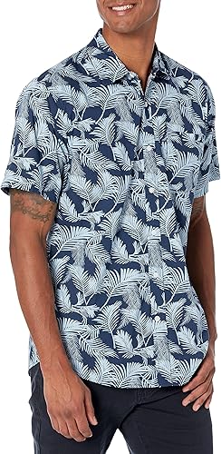 Tienda Essentials - Camisa de manga corta para hombre, ajuste regular, estampada