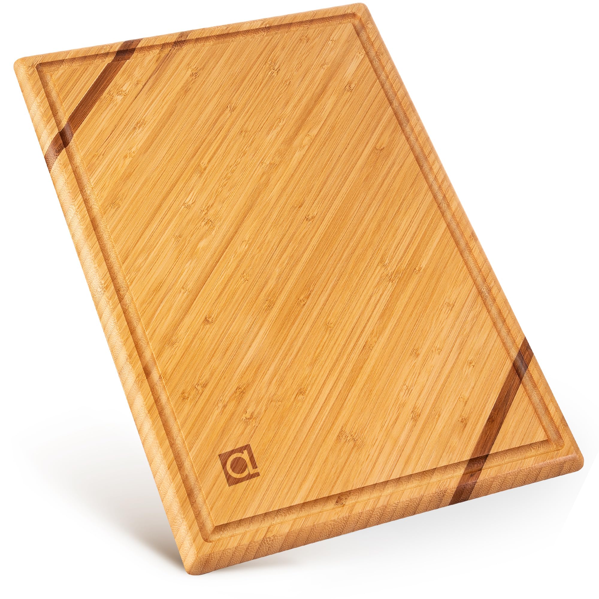 Wellspring Schneidebrett Holz - Luxuriöses Großes Bambus Küchen Holzbrett - 45 x 30cm - Tranchierbrett, Holzbrett mit Saftrille - Die Perfekte Holzbrett Küche zum Hacken und Servieren