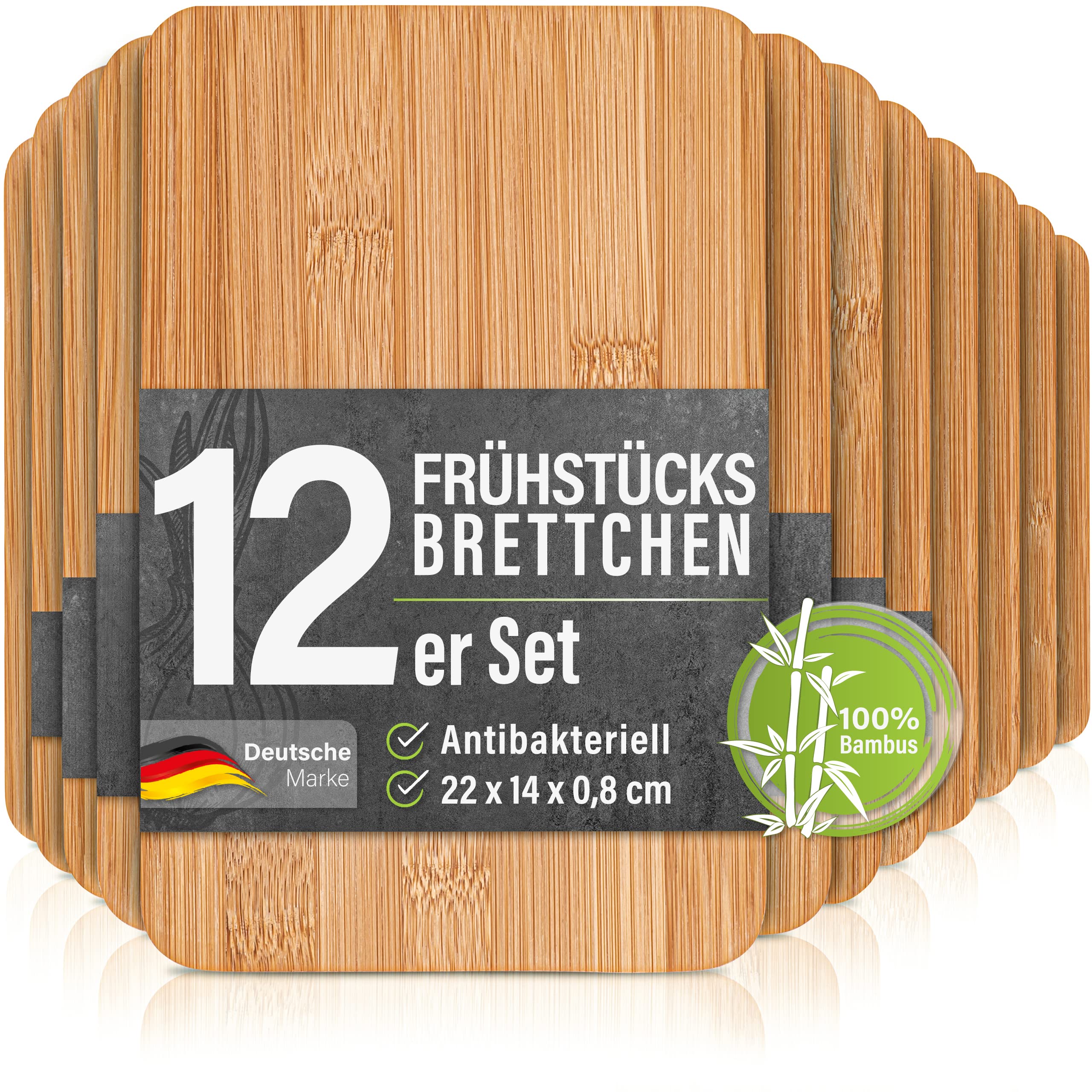 12er-Set Frhstcksbrettchen aus Bambus Holz - 22x14x0,8cm Holzbrettchen  Set Brettchen Frhstcksbrett Holzbrett : Amazon.de: Kche, Haushalt &  Wohnen