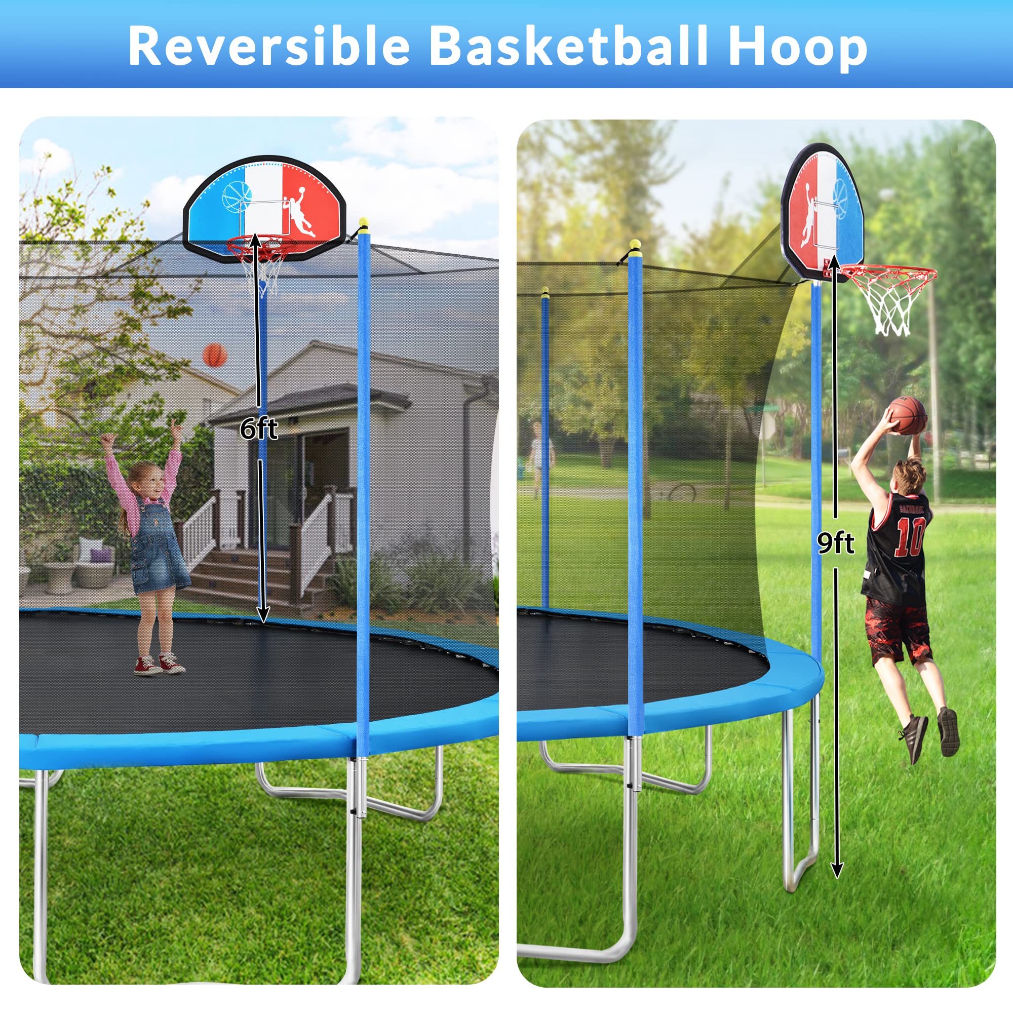 Buy Merax 12FT & 14FT Trampoline with Safety Enclosure Net Basketball