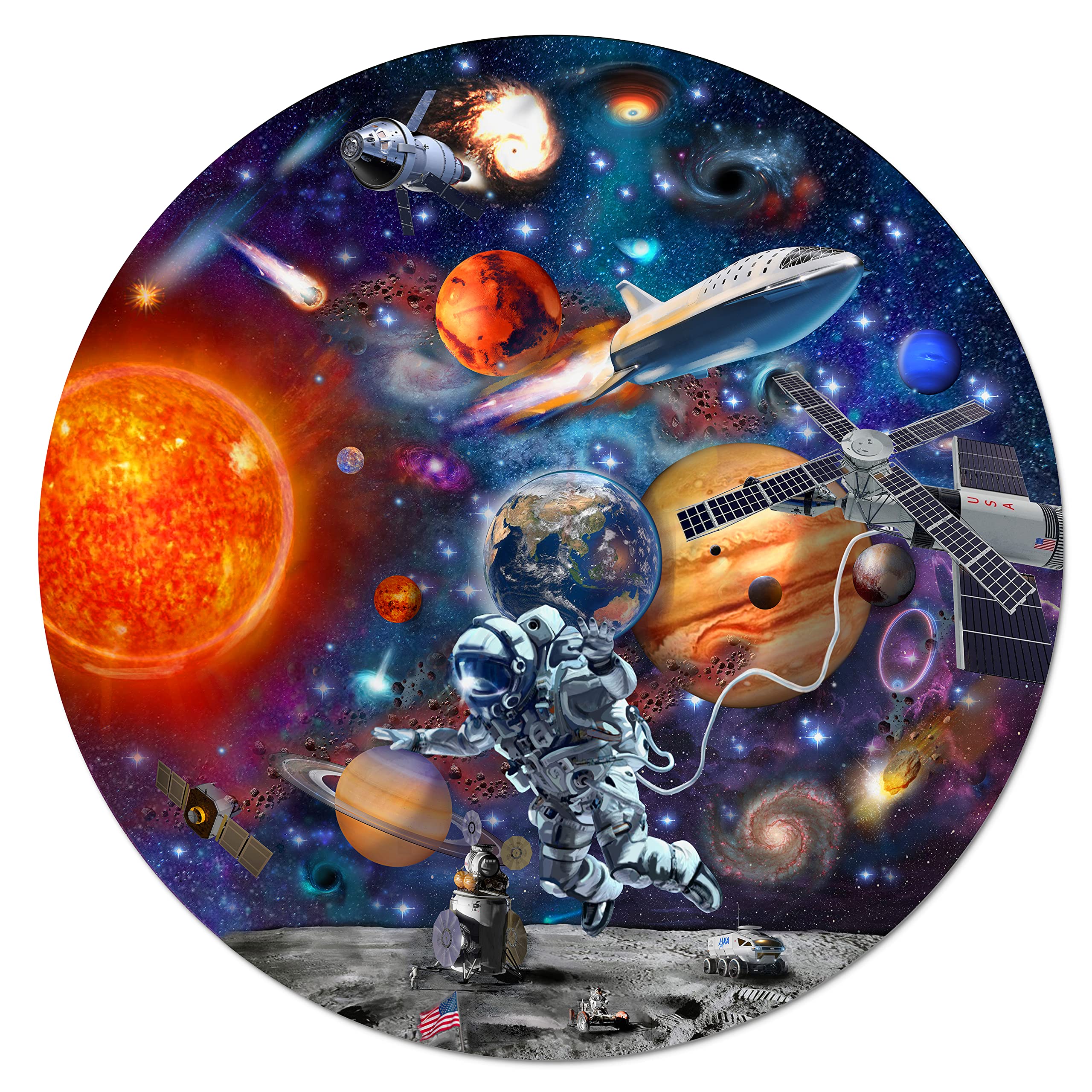 Jigsaw Puzzles 1000 Pieces for Adults and Kids, A Stunning View of Space Scene Creative Round Jigsaw Puzzles, Unique Challenge Games (26.57 inch)
