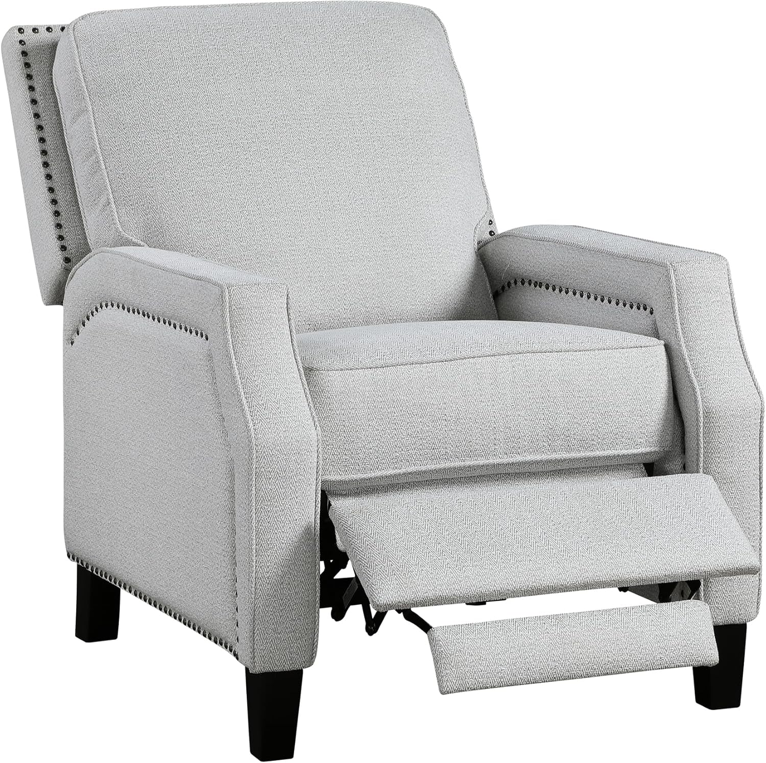 Lexicon Push Back Recliner Chair, Reclining Sofa Armchair, Modern Recliner Sofa Chair with Footrest, Chenille Fabric Recliner Arm Chair, Single Sofa Accent Chair for Living Room/Office/Apartment, Grey