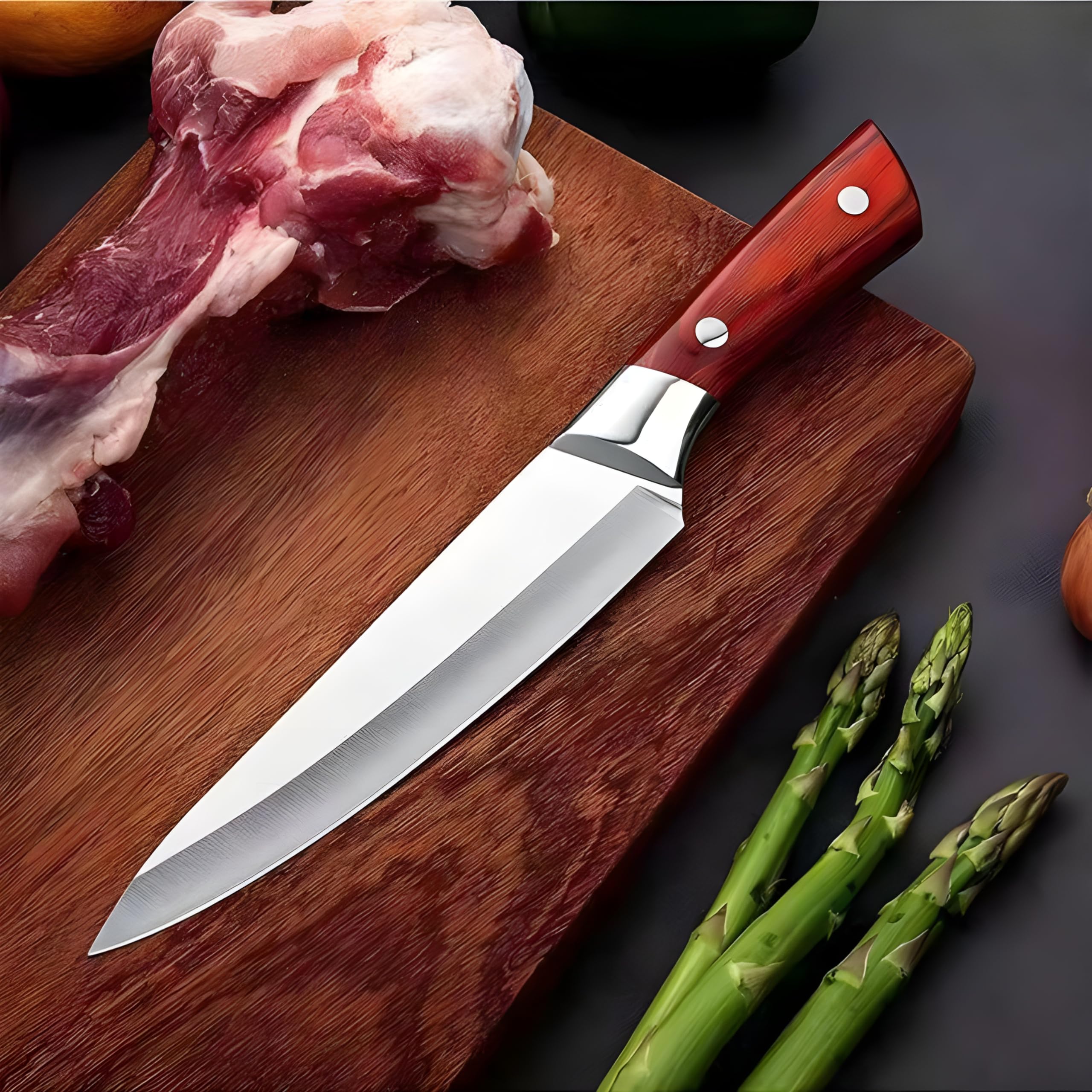 Wizbiz Meat Cleaver 3PCS Butcher Kitchen Knife Set Stainless Steel Slaughter Boning Knife for Meat Bone Fish Fruit Vegetables Slicing Chef Knife — Amazon image 3