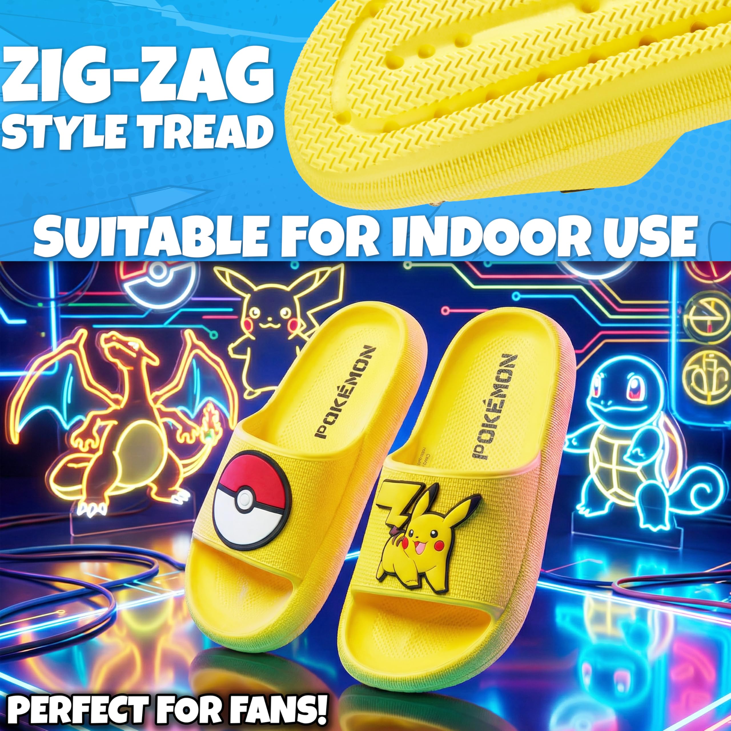 Get Trend Pokemon Chanclas Niño Tipo Slider, Pikachu Gengar Snorlax, Sandalias Niños Verano Abiertas para Uso Diario, Regalos de Anime