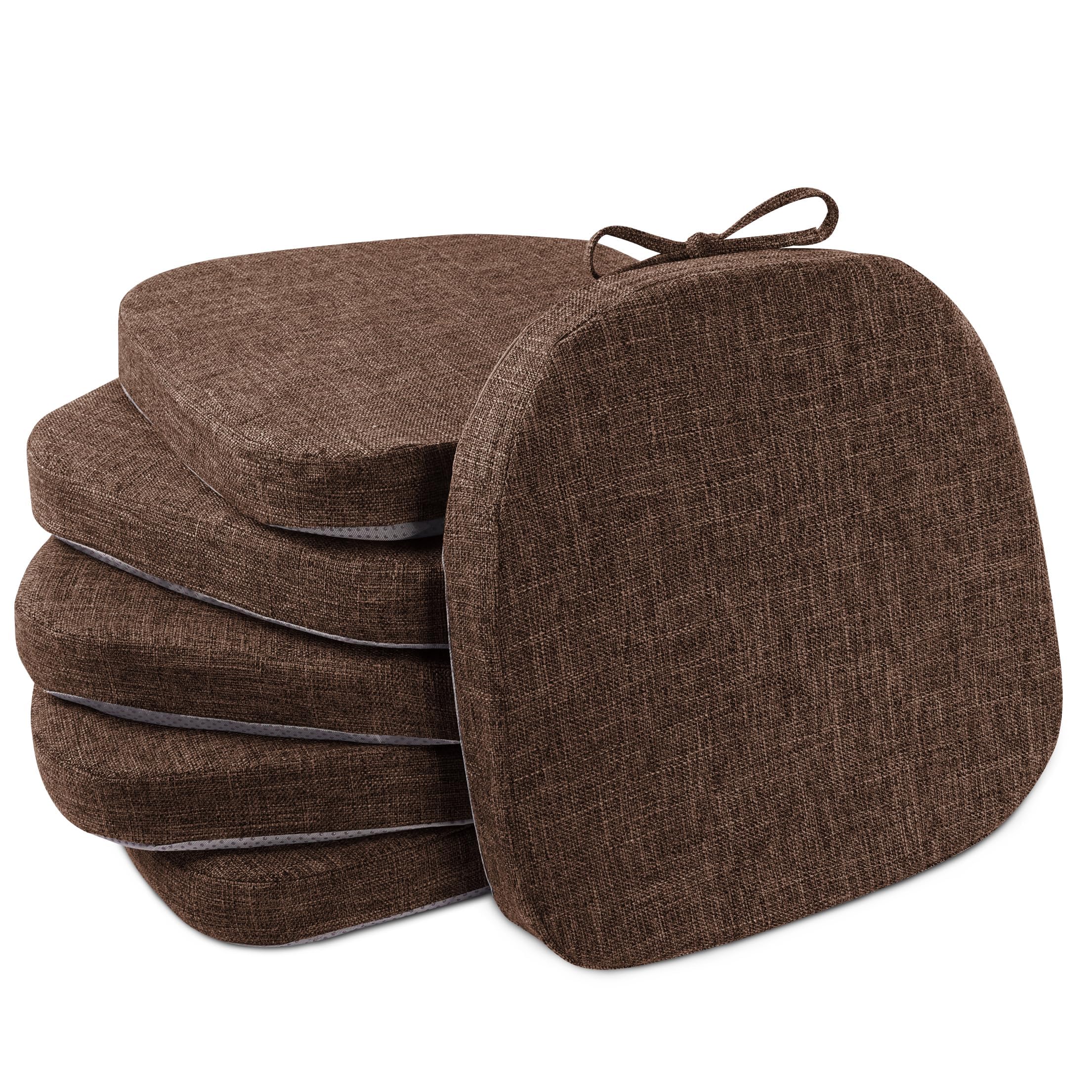 FlyGulls Dining Chair Cushions Set of 6 for Dining Chairs 35x35cm Brown