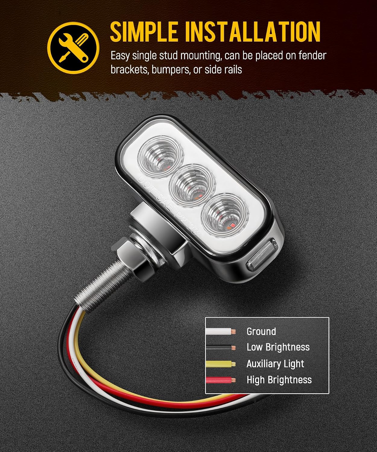Partsam 2Pcs Mini Rectangle Double Face 8LEDs Marker Turn Signal Pedestal Light, Amber/Red To Purple Auxiliary Lights, T-Mount, Clear Lens, Aluminum Alloy Housing