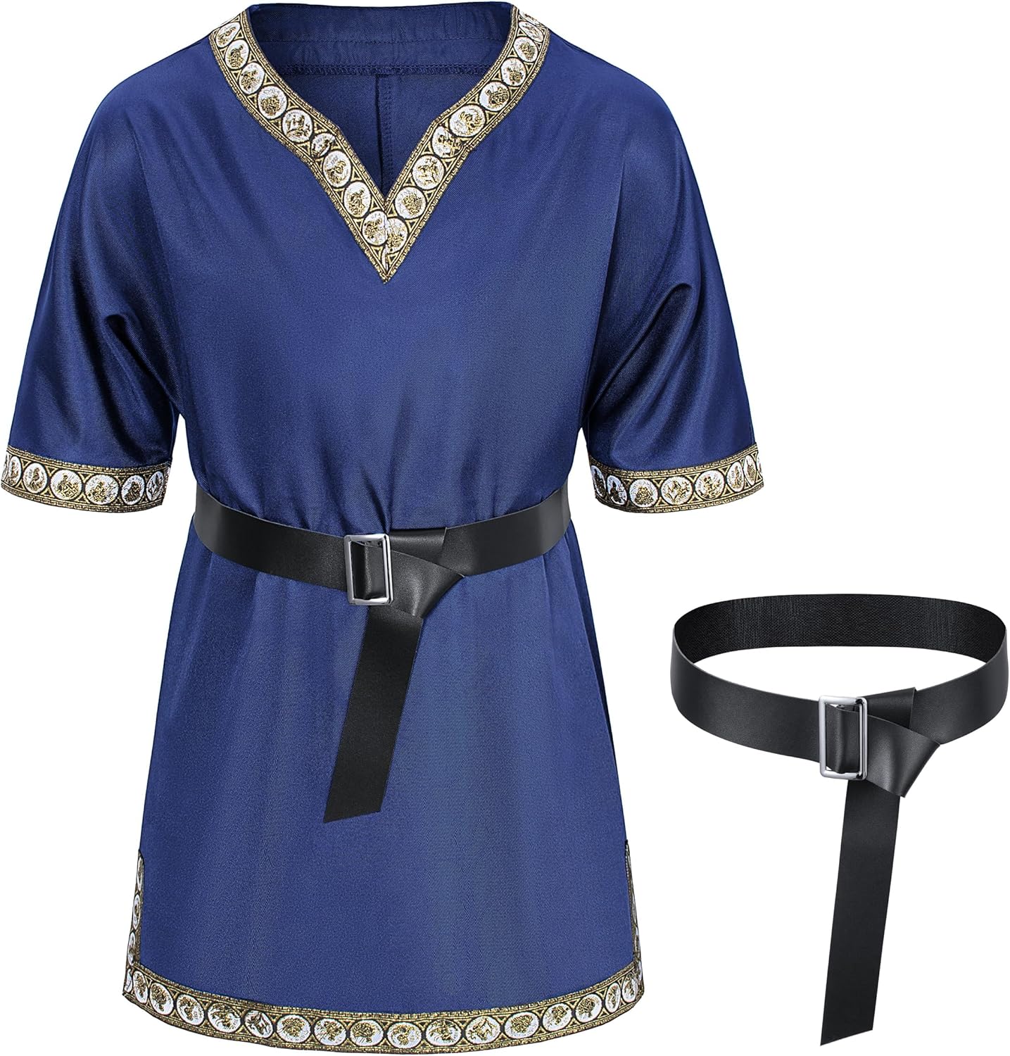 Kids Medieval Costume Boys Viking Tunic Knight Warrior Renaissance Shirts with Belt