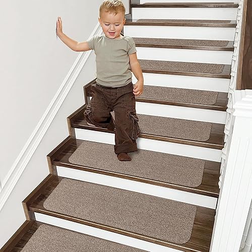 Miniatura 9 de Cosy Homeer - Alfombra antirresbalante para escaleras, de 30.0 x 8.0 in, para escalones de madera, alfombras para niños y perros, 100% poliéster, 15